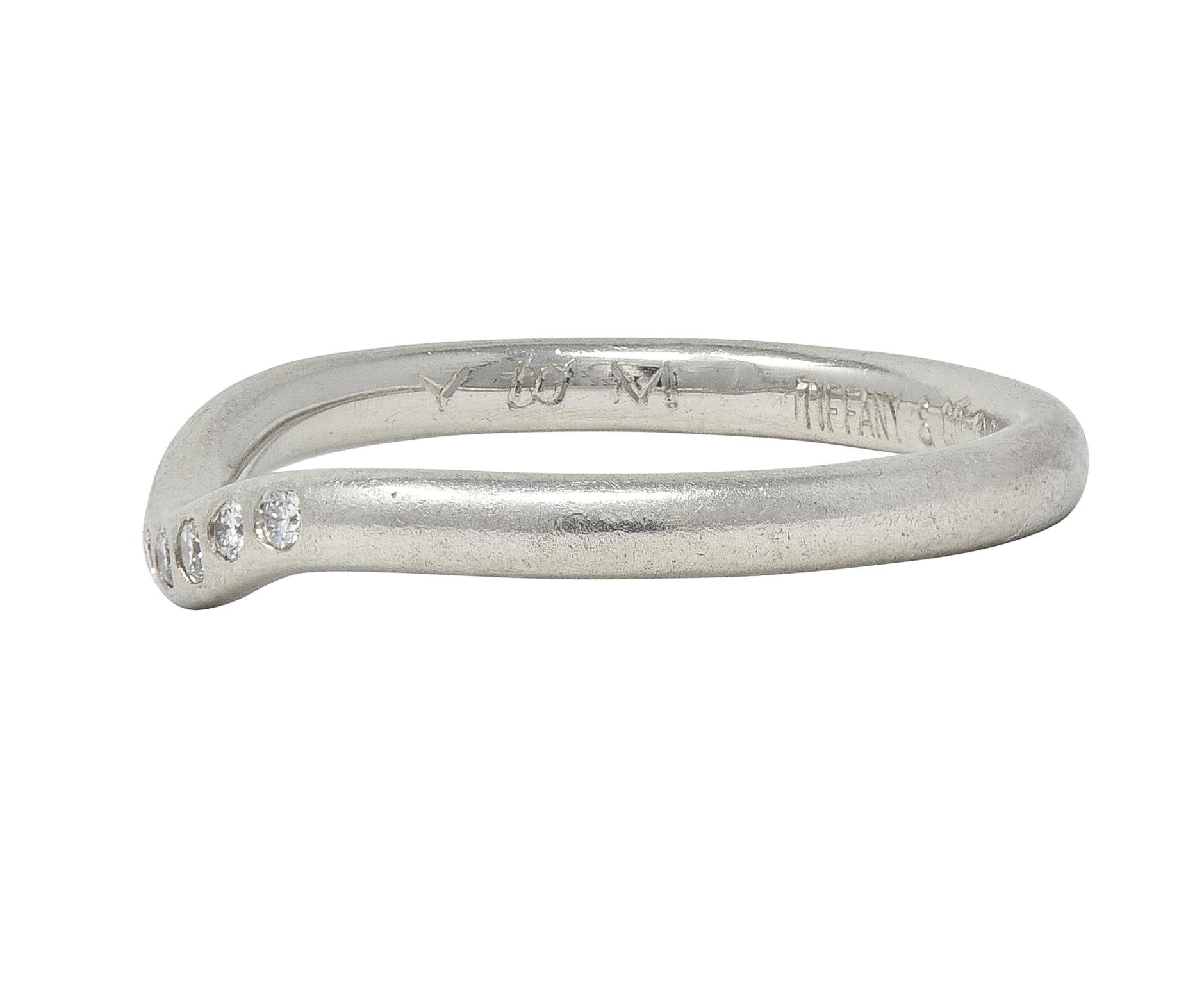 Elsa Peretti Tiffany & Co. Diamond Platinum Vintage Contour Wedding Band Ring