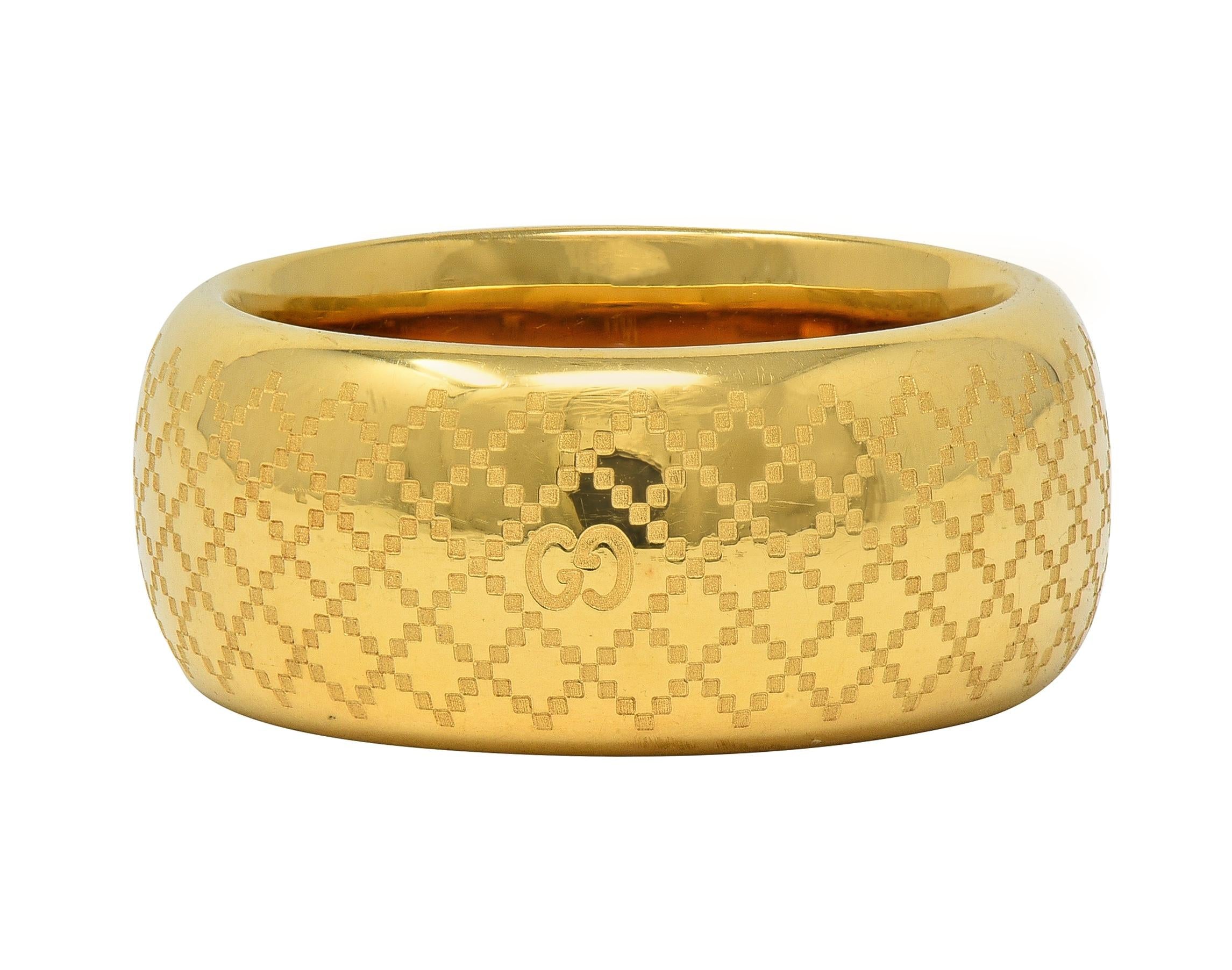 Gucci Contemporary 18 Karat Yellow Gold Diamantissima Wide Band Ring