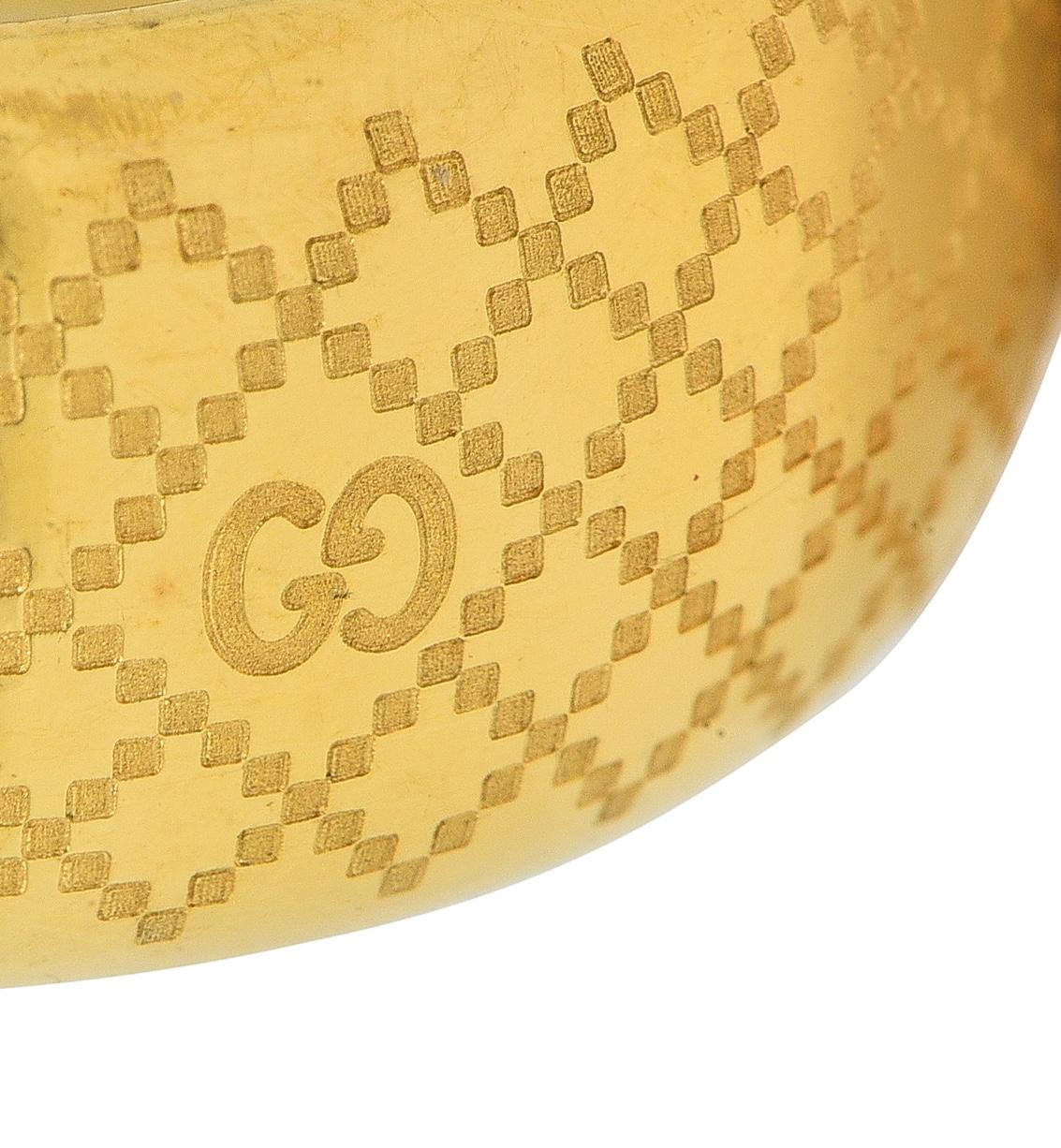 Gucci Contemporary 18 Karat Yellow Gold Diamantissima Wide Band Ring