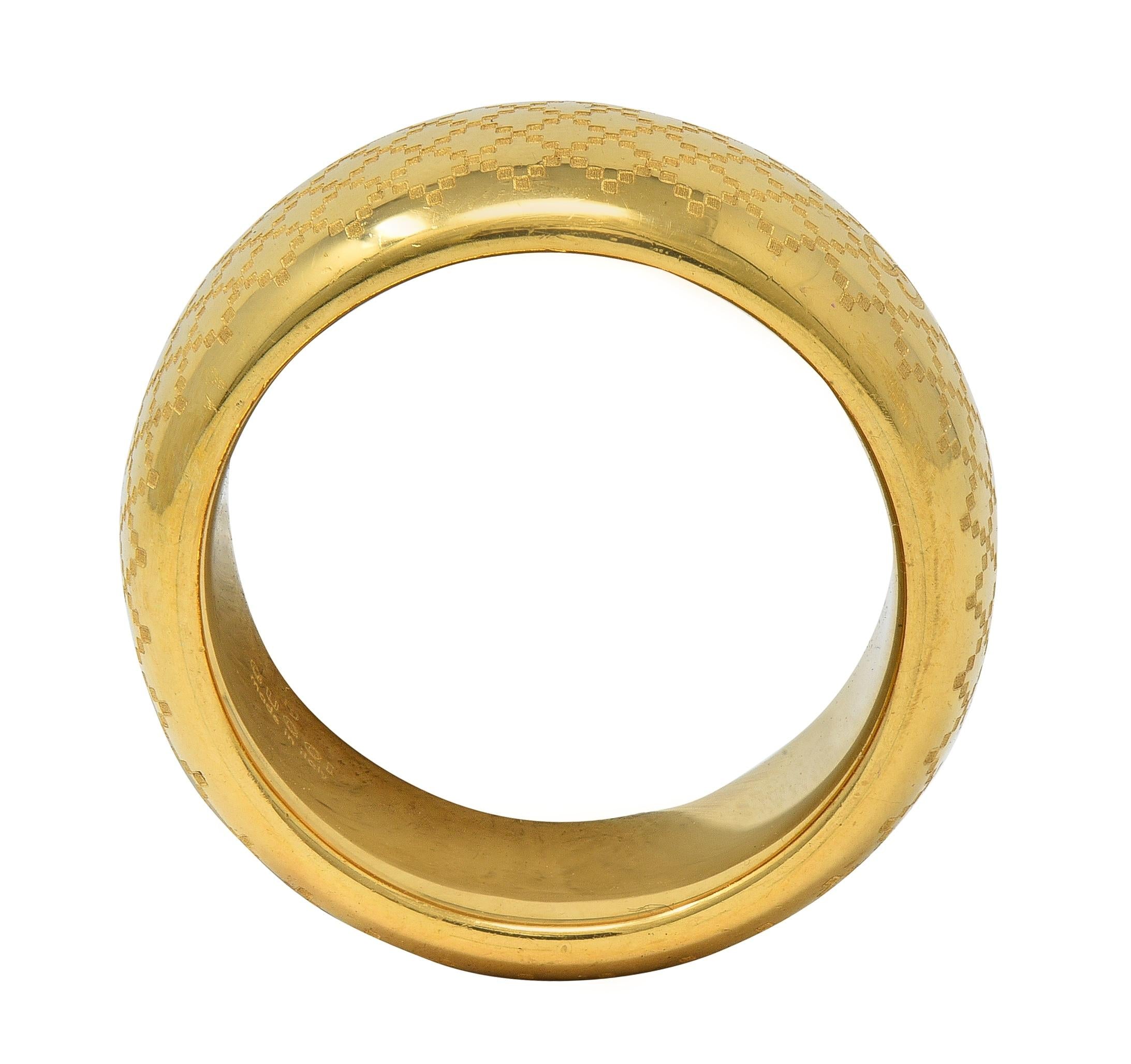 Gucci Contemporary 18 Karat Yellow Gold Diamantissima Wide Band Ring