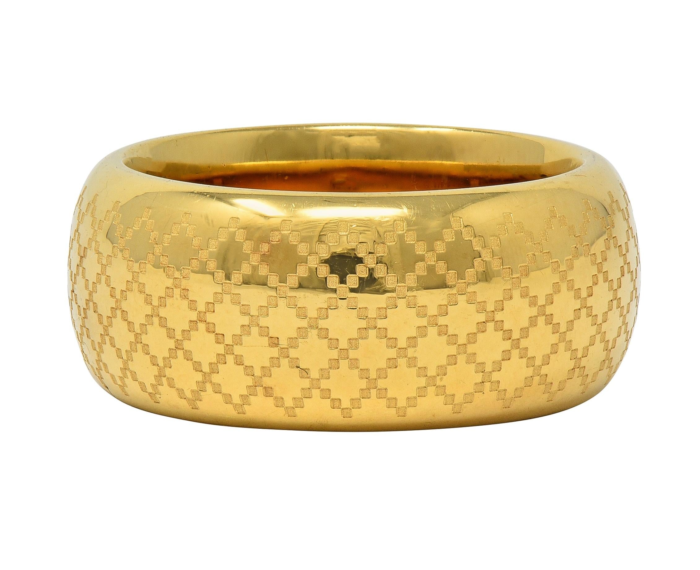 Gucci Contemporary 18 Karat Yellow Gold Diamantissima Wide Band Ring