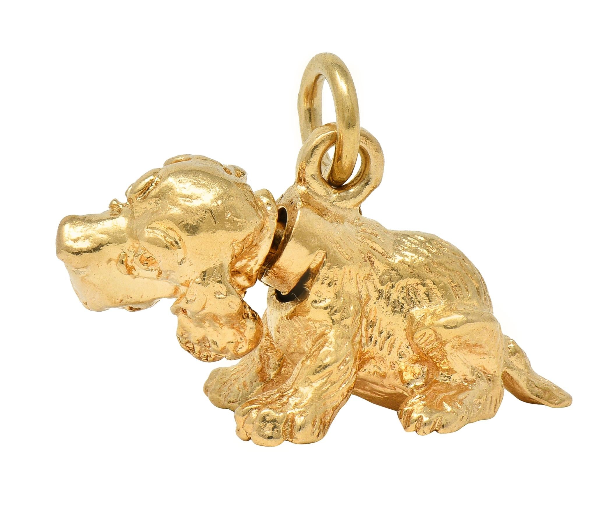 1990's 14 Karat Yellow Gold Vintage Bobble Head Spaniel Dog Charm