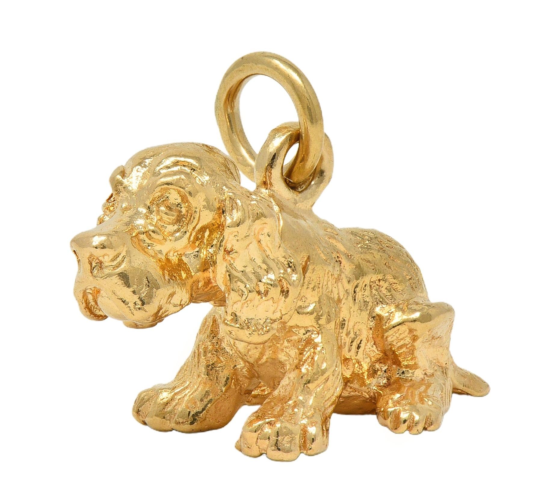 1990's 14 Karat Yellow Gold Vintage Bobble Head Spaniel Dog Charm