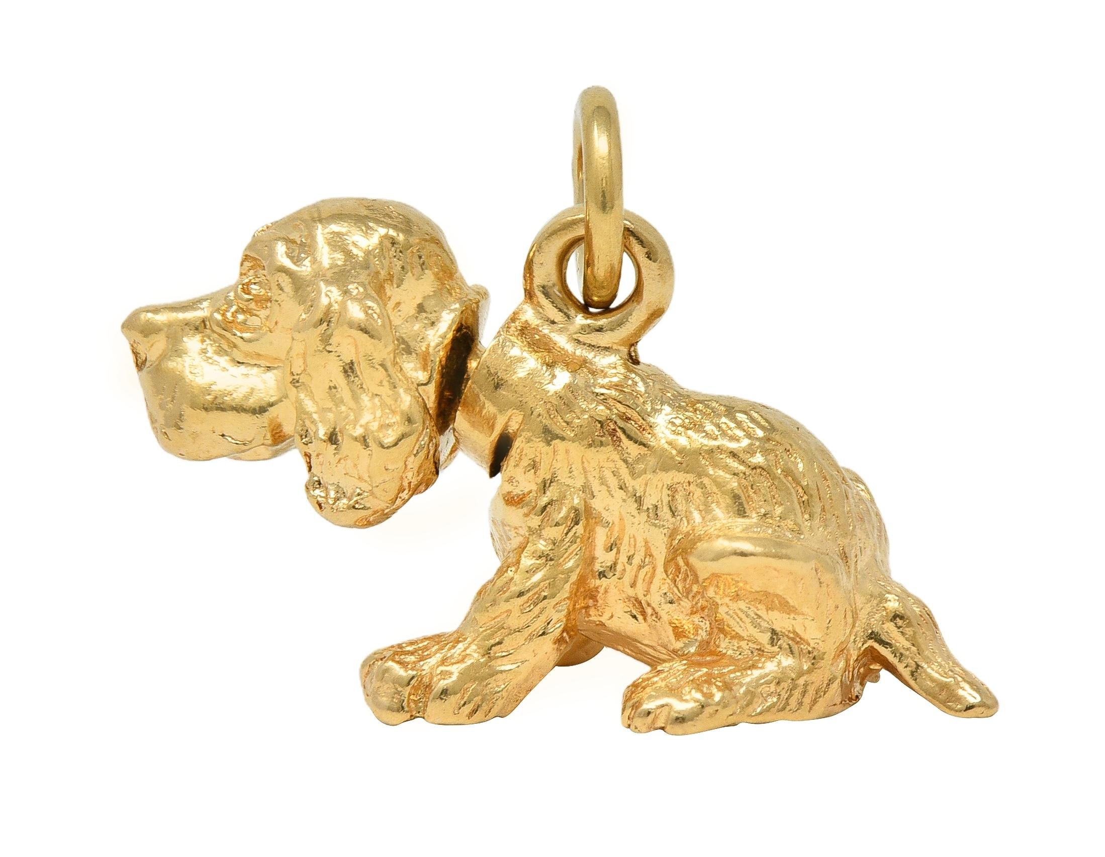 1990's 14 Karat Yellow Gold Vintage Bobble Head Spaniel Dog Charm