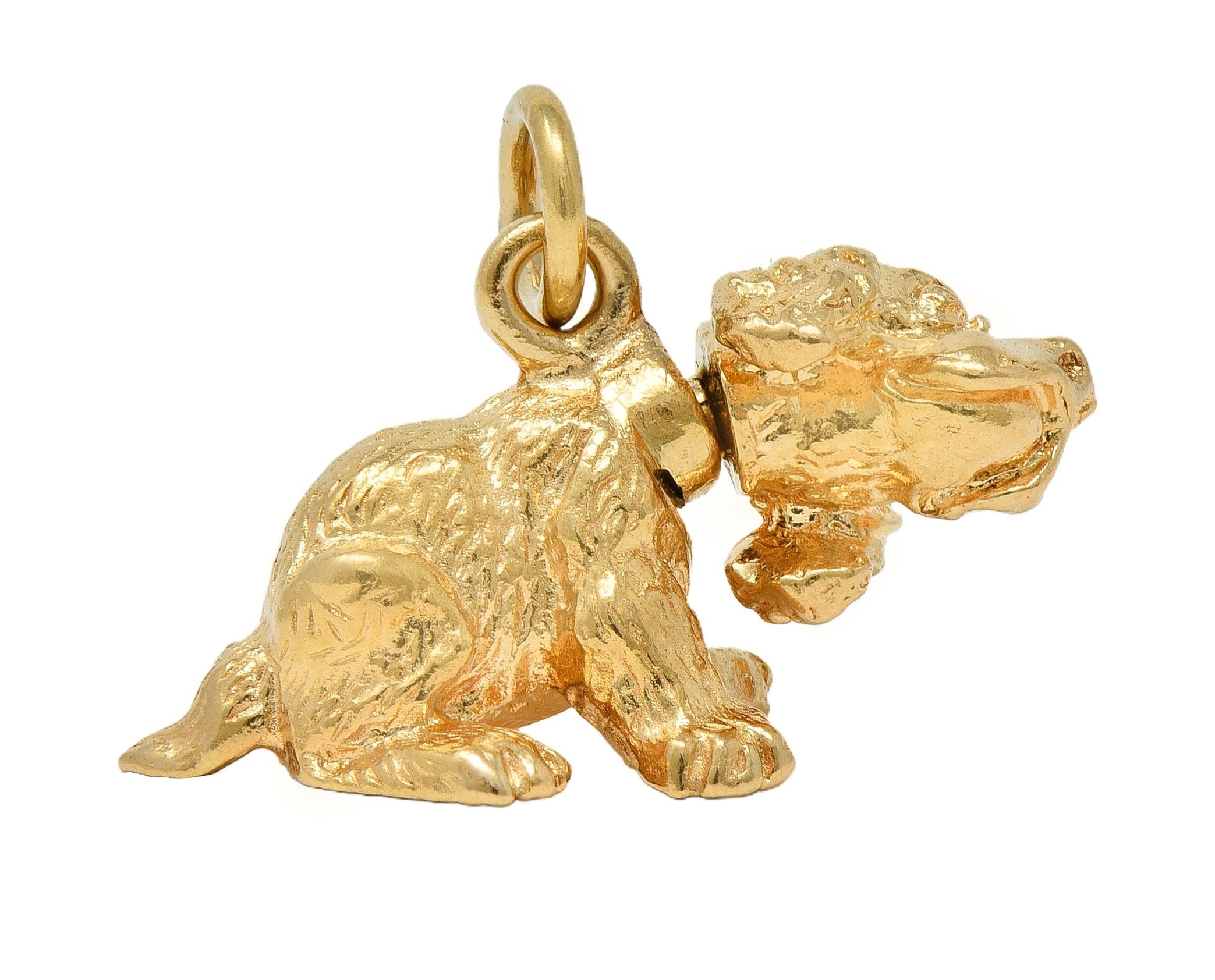 1990's 14 Karat Yellow Gold Vintage Bobble Head Spaniel Dog Charm