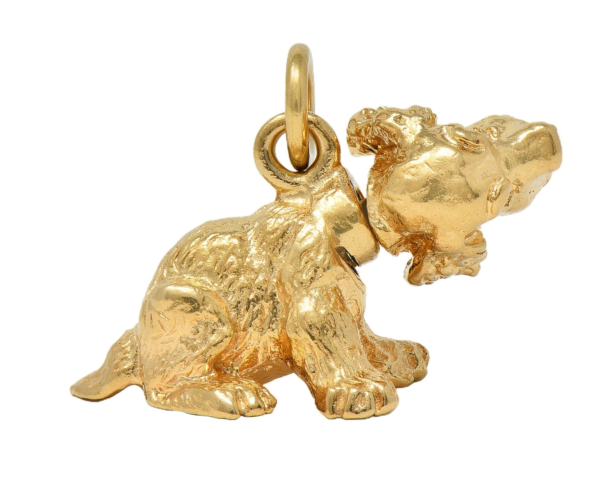 1990's 14 Karat Yellow Gold Vintage Bobble Head Spaniel Dog Charm