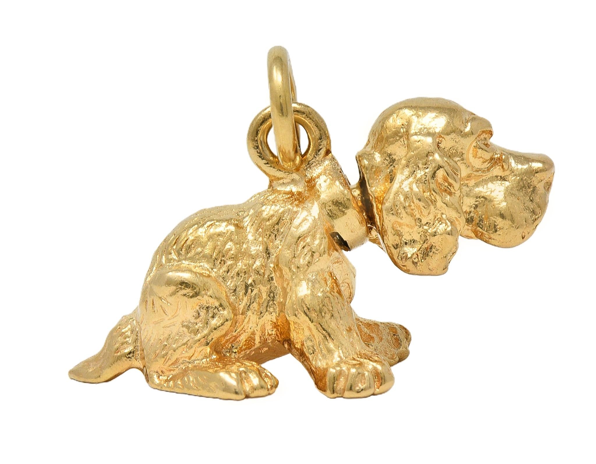 1990's 14 Karat Yellow Gold Vintage Bobble Head Spaniel Dog Charm