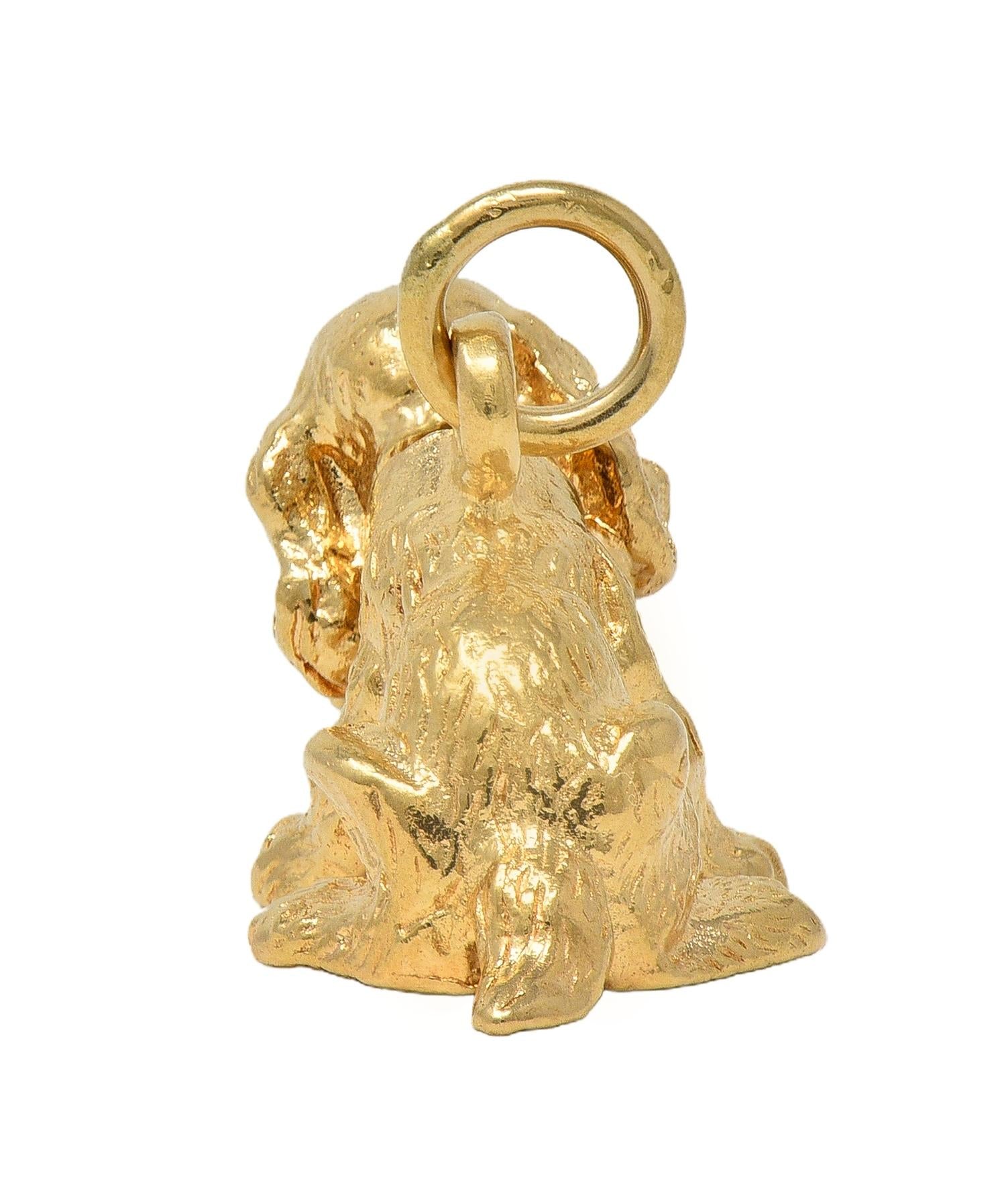 1990's 14 Karat Yellow Gold Vintage Bobble Head Spaniel Dog Charm