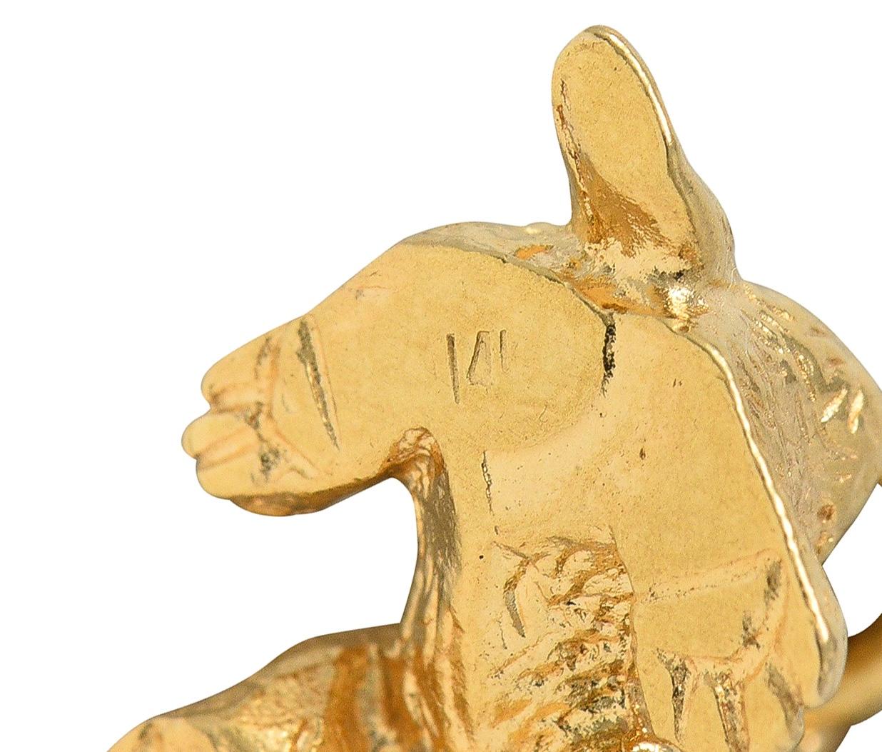 1990's 14 Karat Yellow Gold Vintage Bobble Head Spaniel Dog Charm