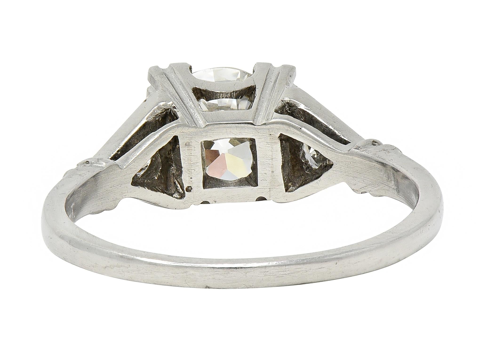 Art Deco 1.26 CTW Old European Diamond Platinum Vintage Engagement Ring GIA