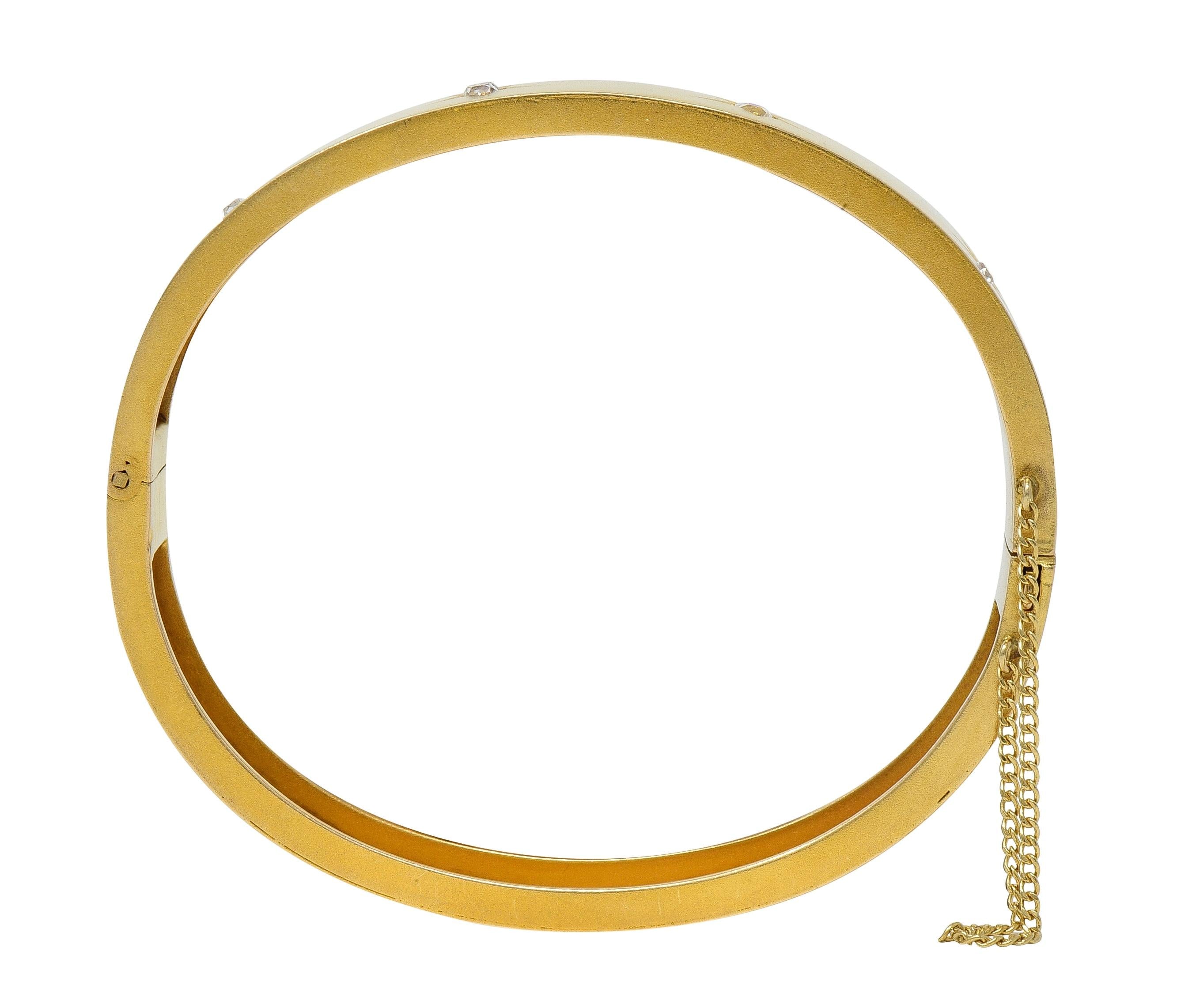 Victorian Diamond 14 Karat Yellow Gold Antique Star Bangle Bracelet