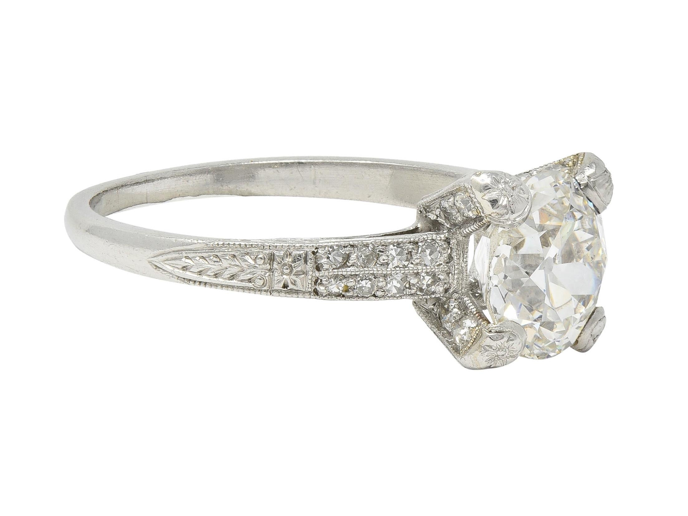 Art Deco 2.23 CTW Old European Diamond Platinum Orange Blossom Engagement Ring