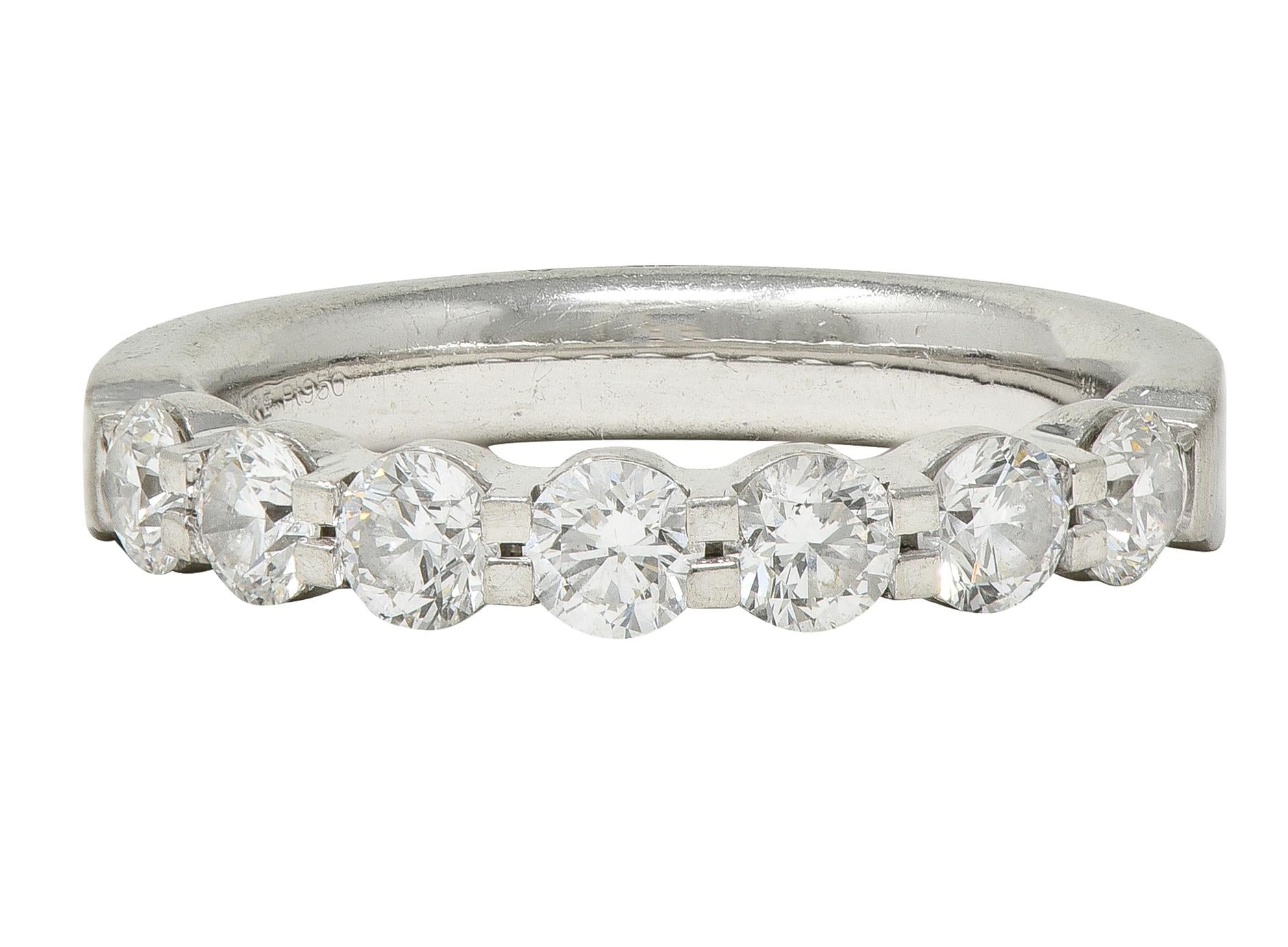 Contemporary 1.05 CTW Round Brilliant Cut Diamond Platinum Wedding Band Ring
