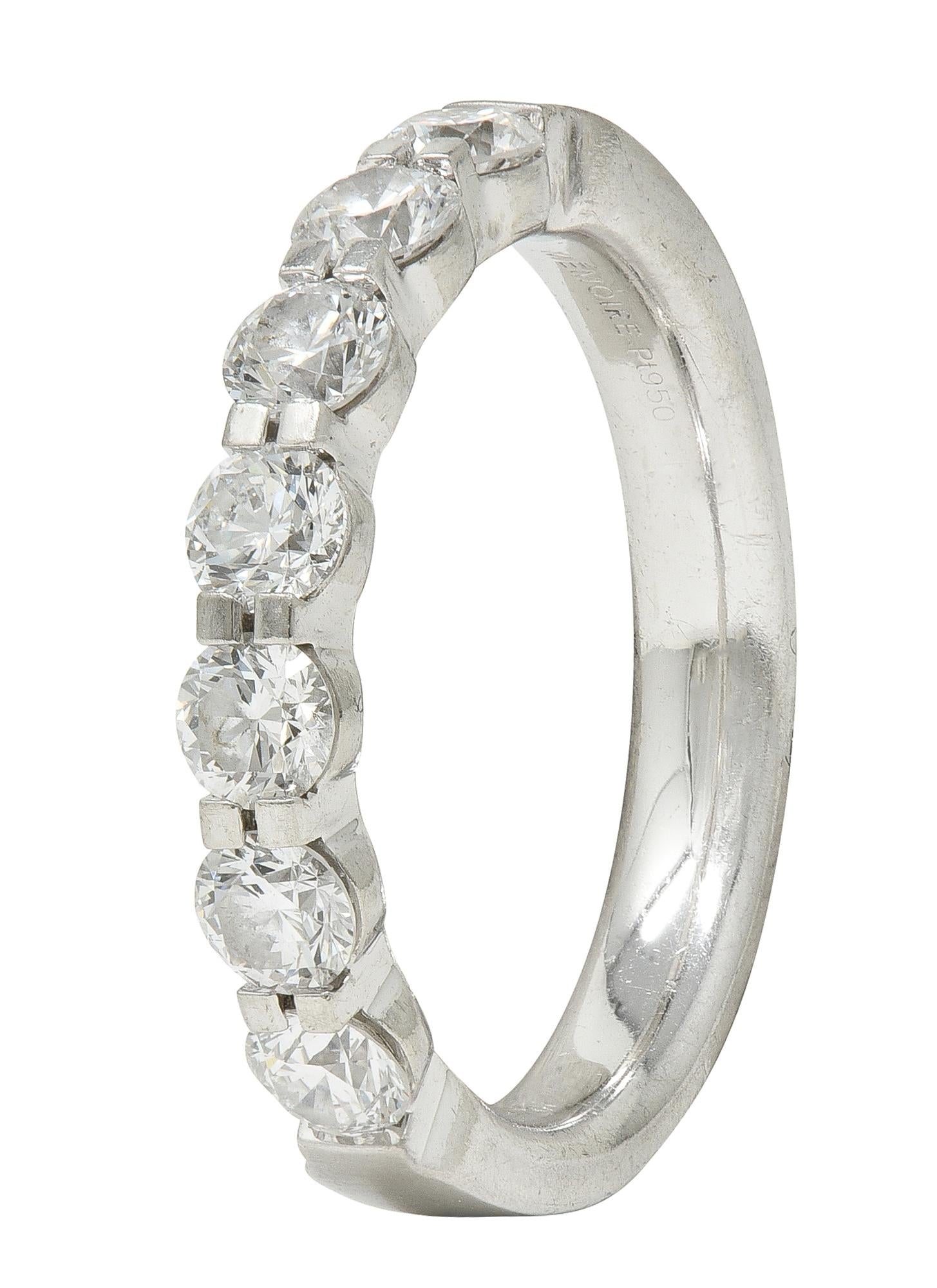 Contemporary 1.05 CTW Round Brilliant Cut Diamond Platinum Wedding Band Ring