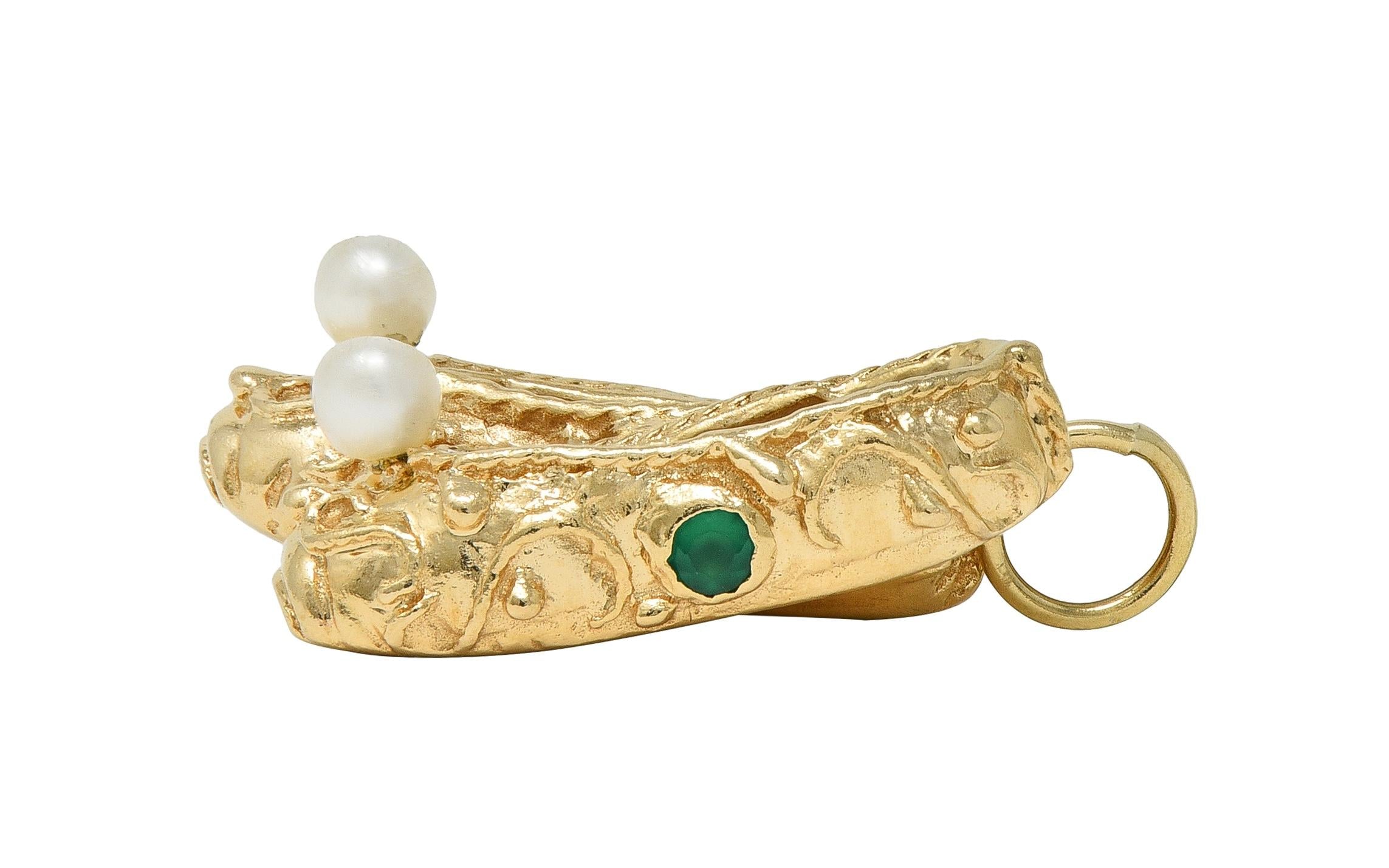 1960's Multi-Gem 14 Karat Yellow Gold Vintage Slipper Pendant Charm