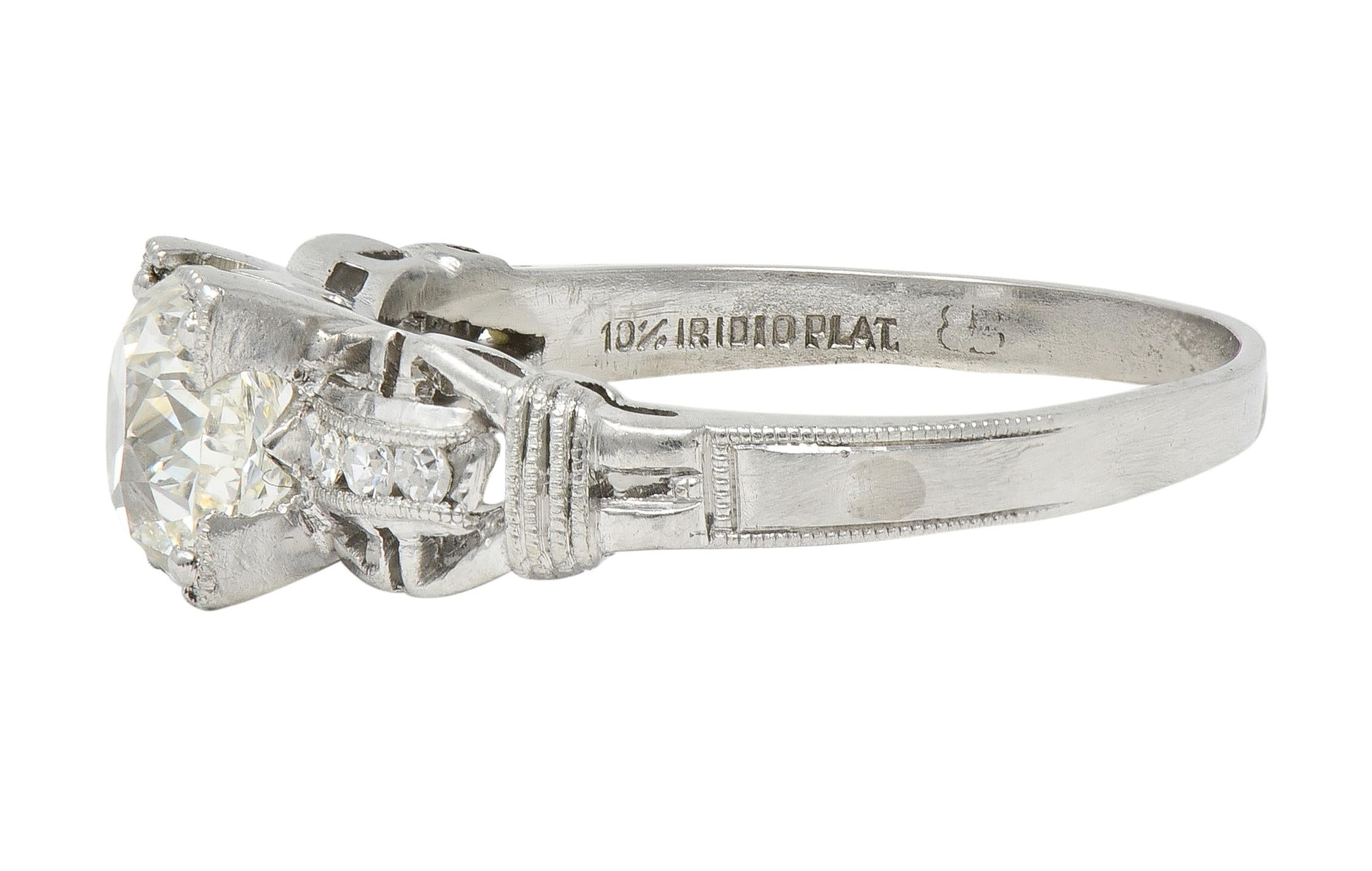 Art Deco 1.16 CTW Diamond Platinum Vintage Buckle Engagement Ring