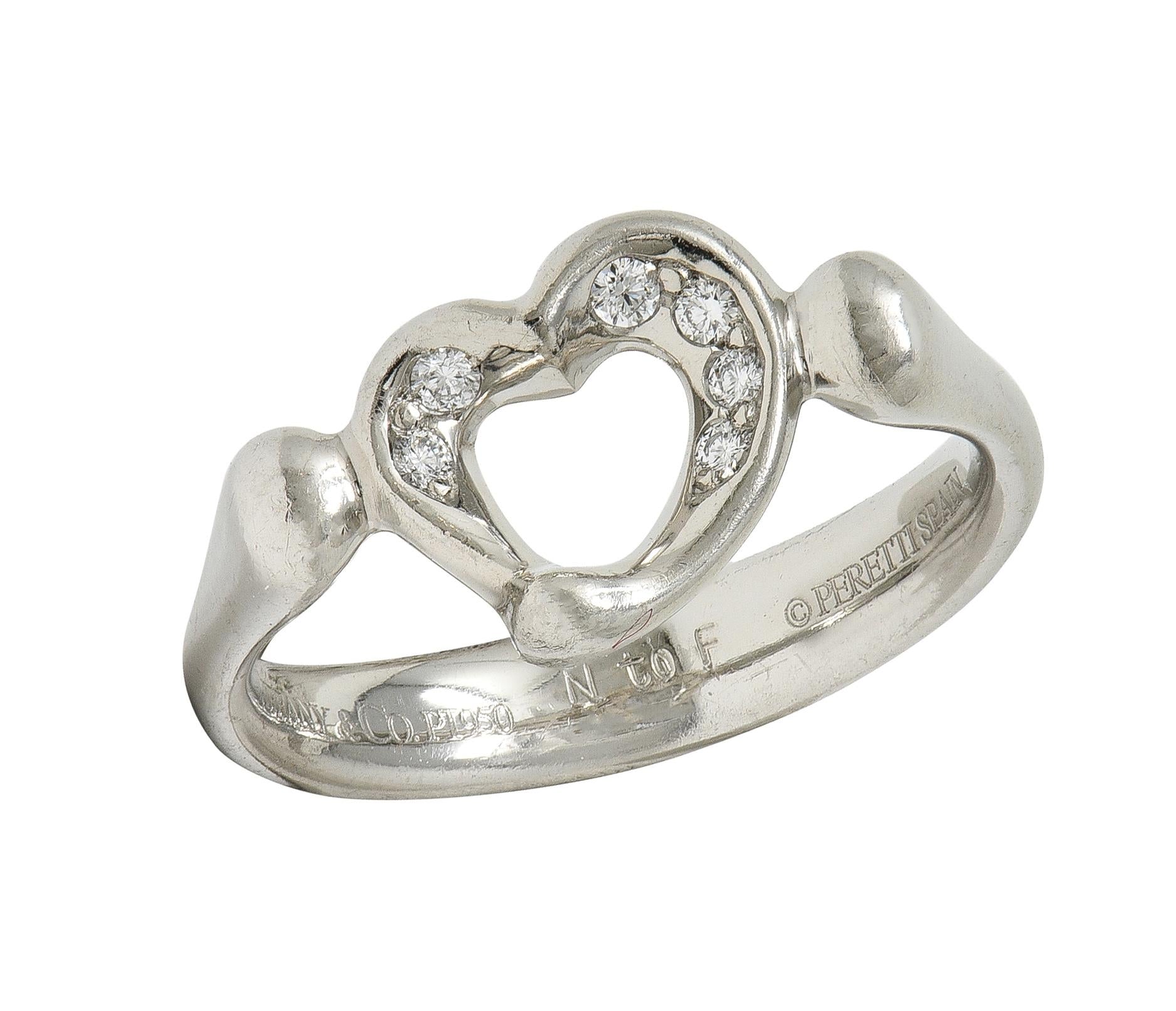 Elsa Peretti Tiffany & Co. 1990s's Diamond Platinum Open Heart Band Ring