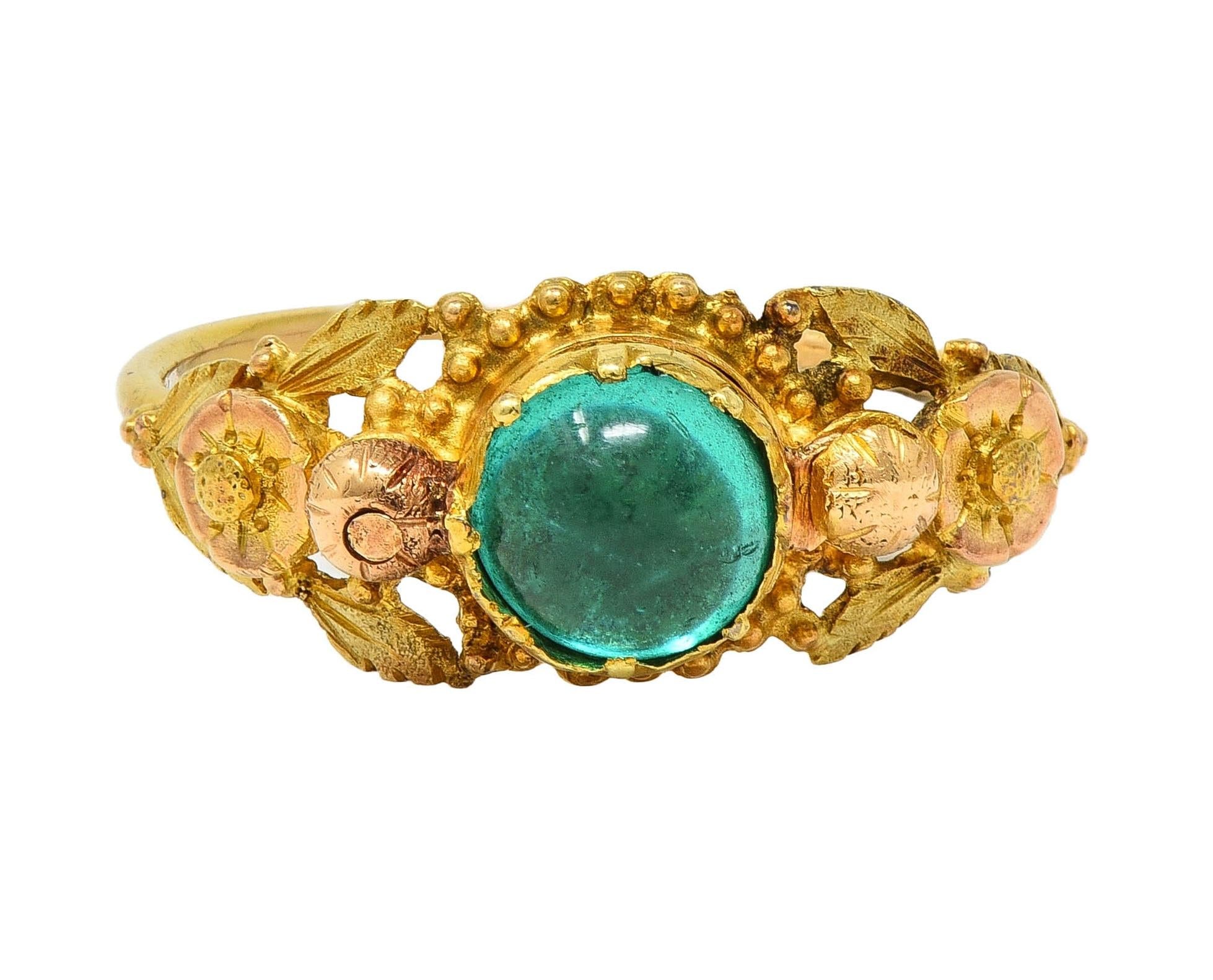 Georgian Emerald 22 Karat Gold Antique Napoleon Bonaparte Death Token Ring