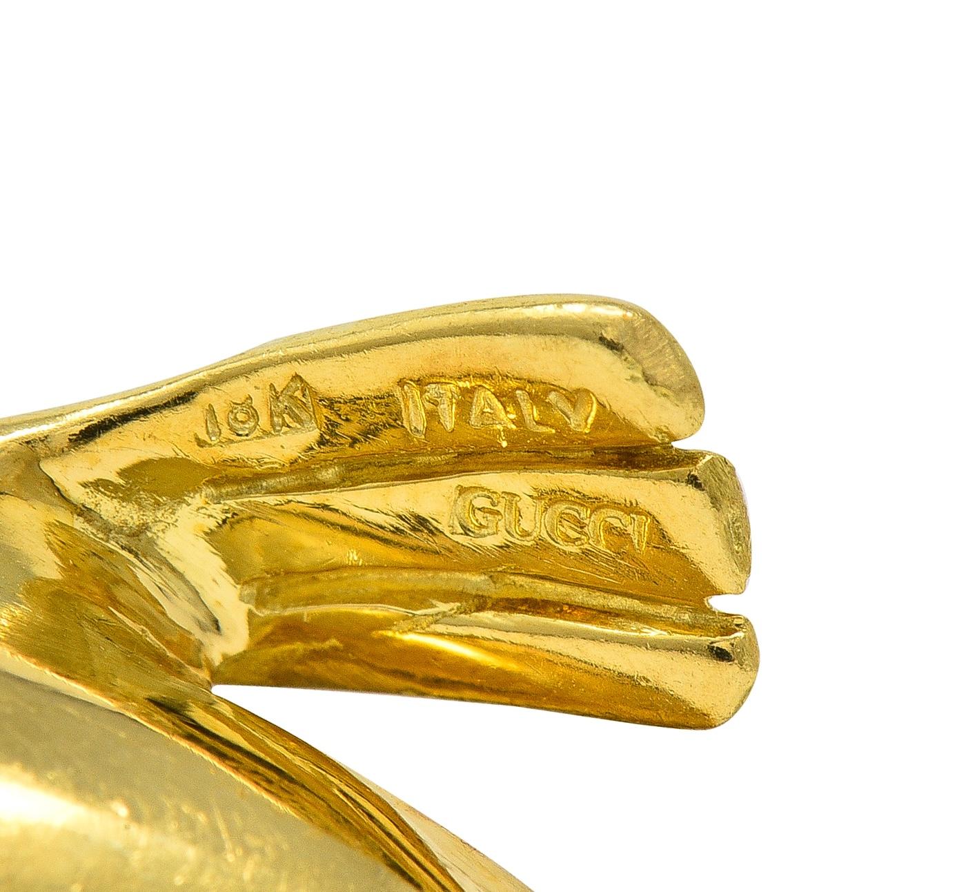 Gucci 1980's Sapphire 18 Karat Two-Tone Gold Vintage Seal Animal Pendant