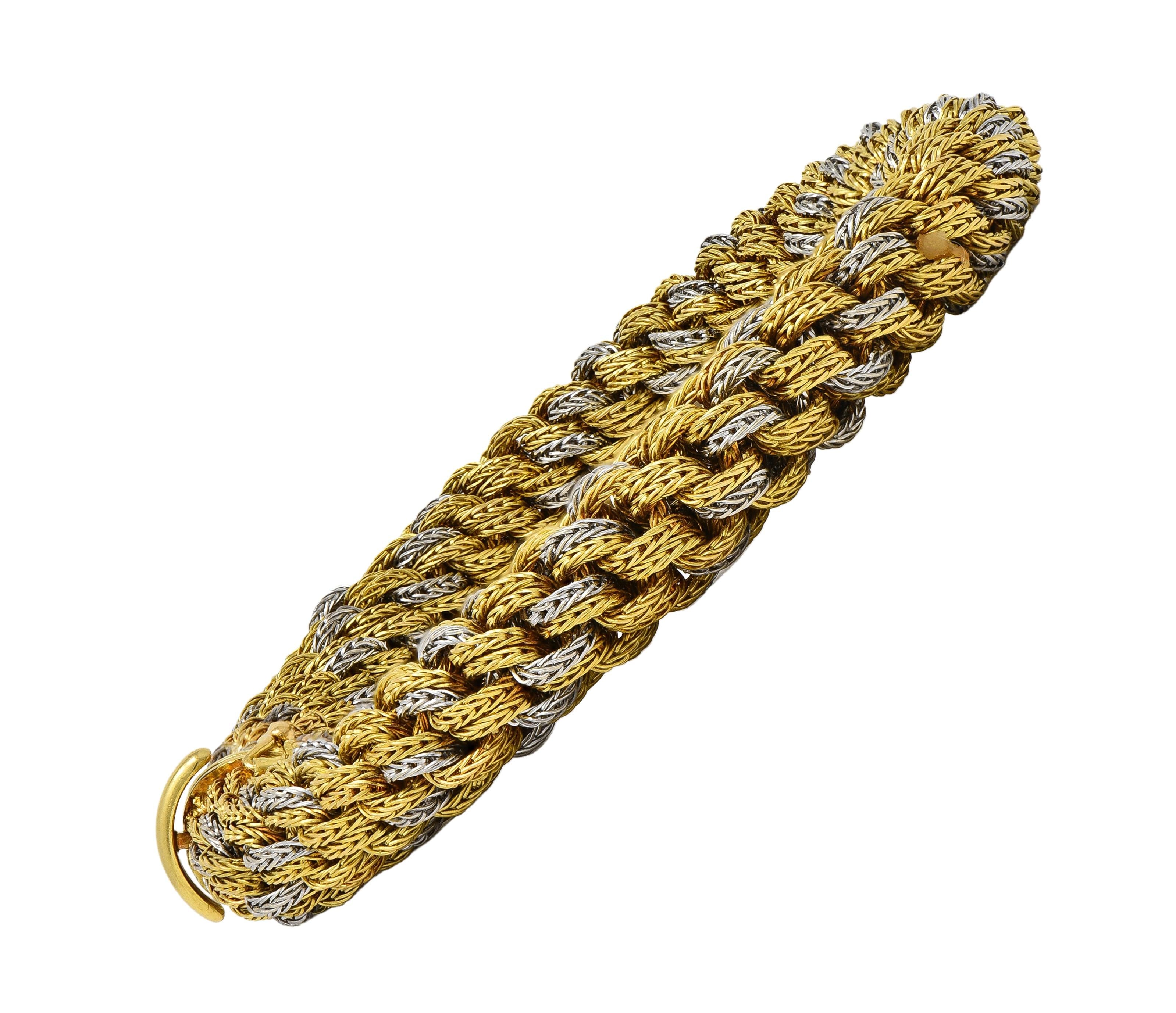 Tiffany & Co. 1960's 18 Karat Two-Tone Gold Vintage Woven Rope Chain Bracelet