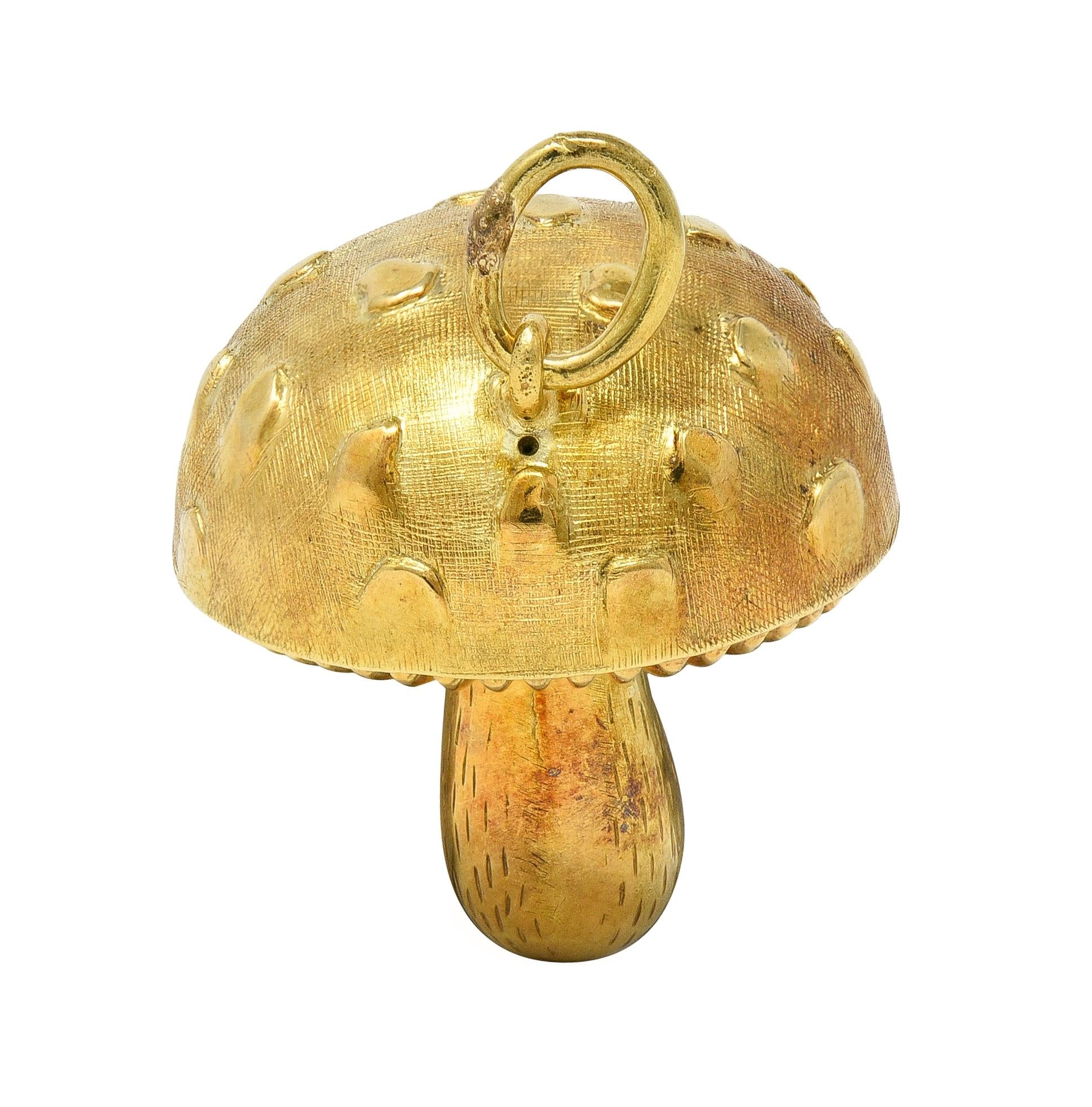 1960's 14 Karat Yellow Gold Vintage Mushroom Charm