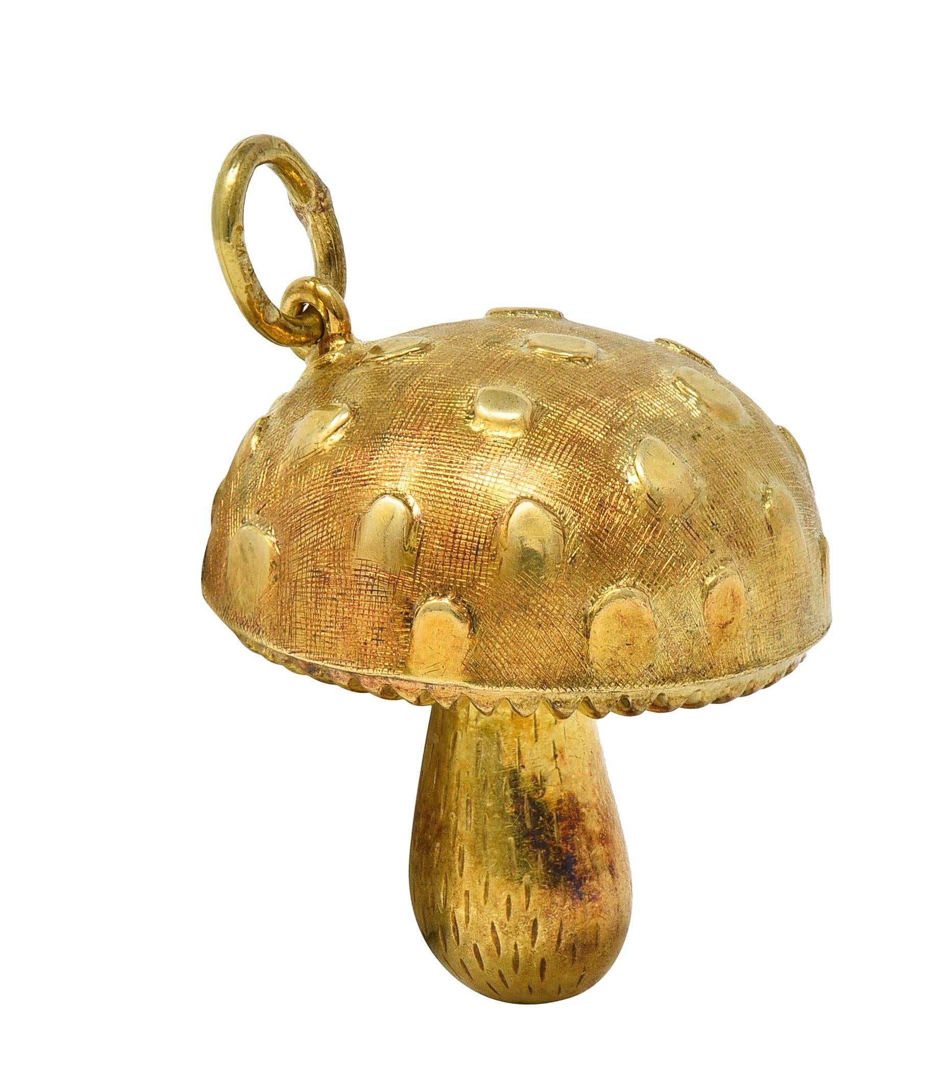 1960's 14 Karat Yellow Gold Vintage Mushroom Charm