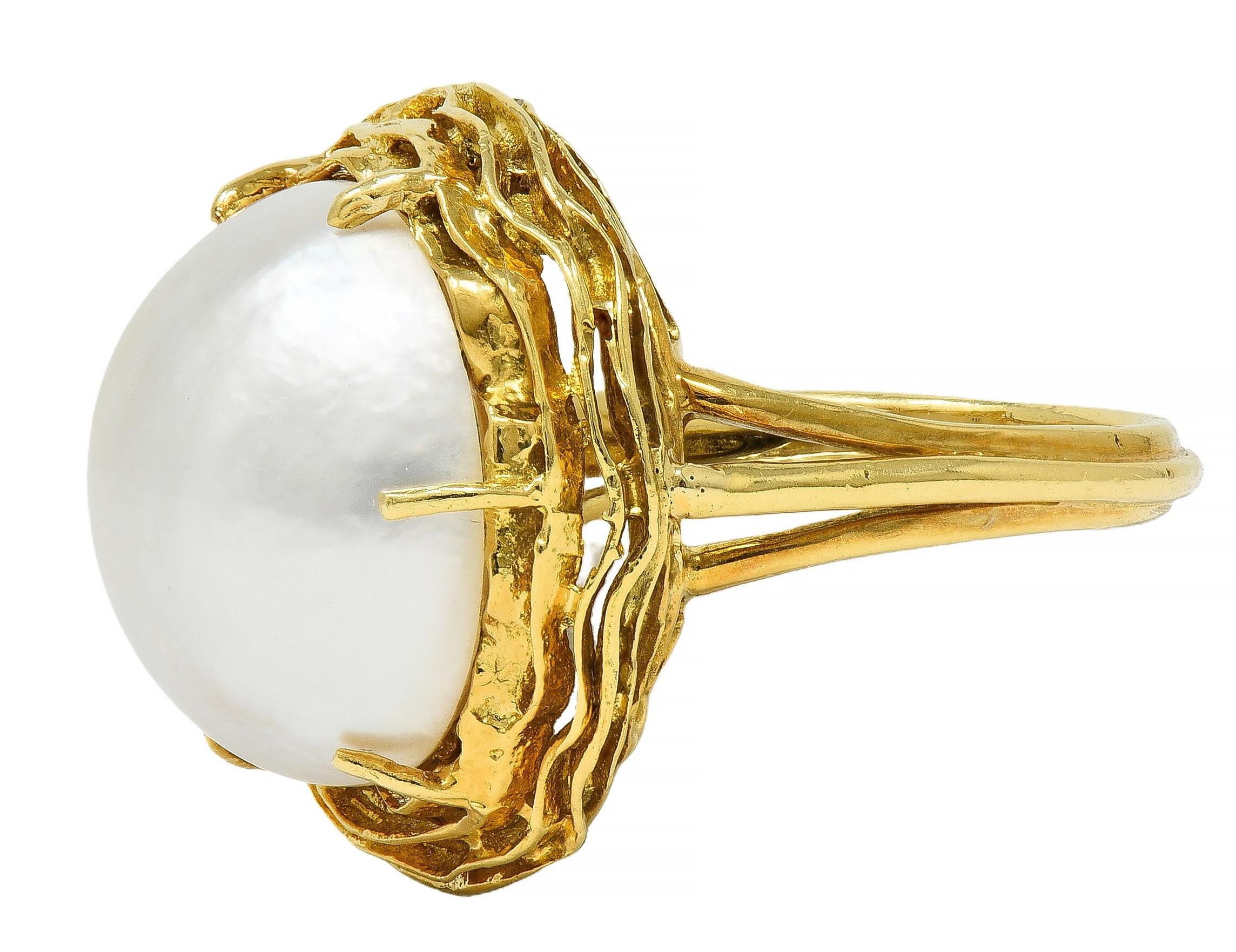 Tiffany & Co. 1960's Mabé Pearl 18 Karat Yellow Gold Vintage Nest Ring