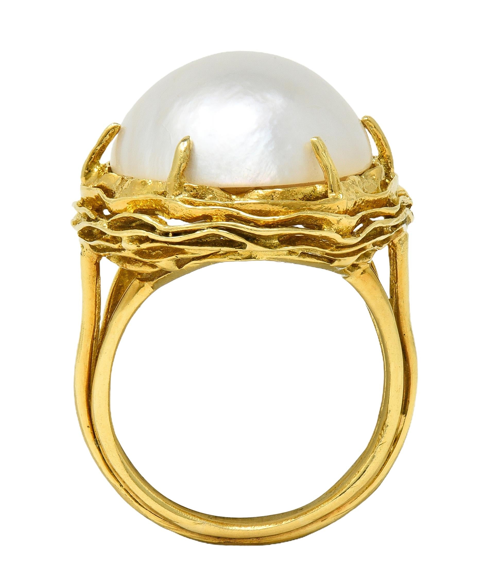 Tiffany & Co. 1960's Mabé Pearl 18 Karat Yellow Gold Vintage Nest Ring