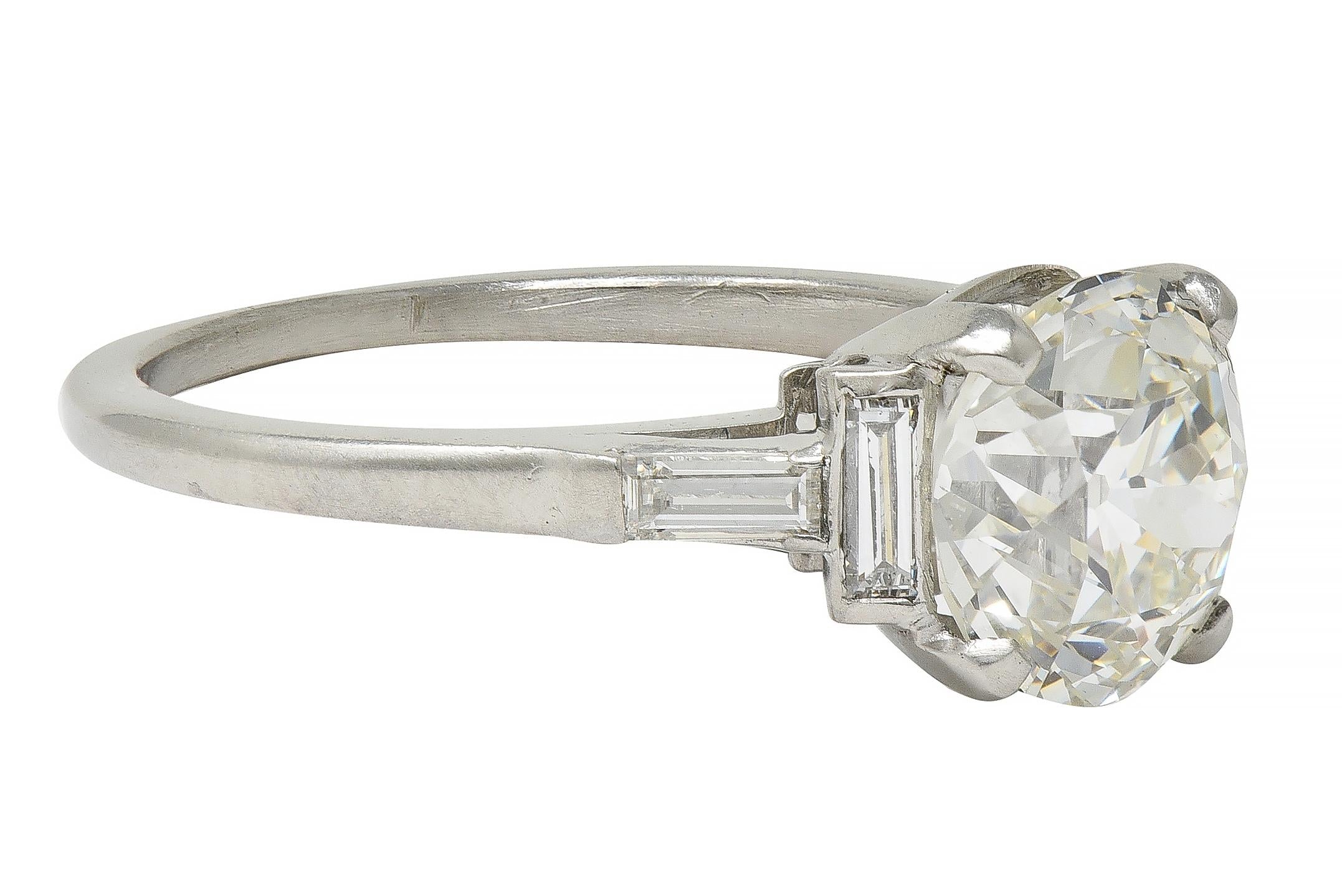 1950's 2.25 CTW Old European Diamond Platinum Five Stone Vintage Engagement Ring