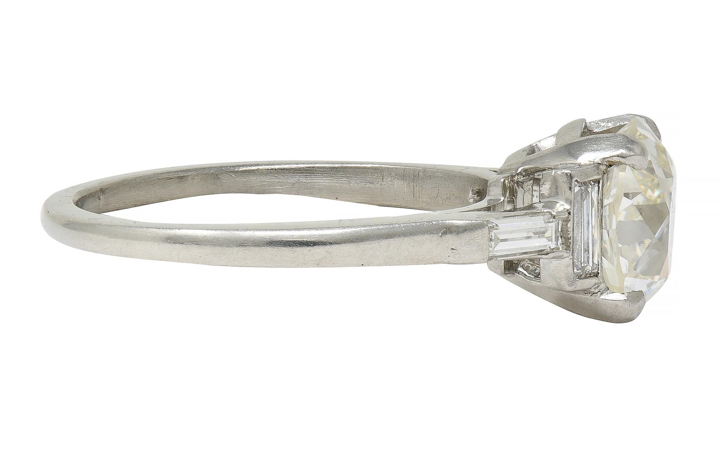 1950's 2.25 CTW Old European Diamond Platinum Five Stone Vintage Engagement Ring