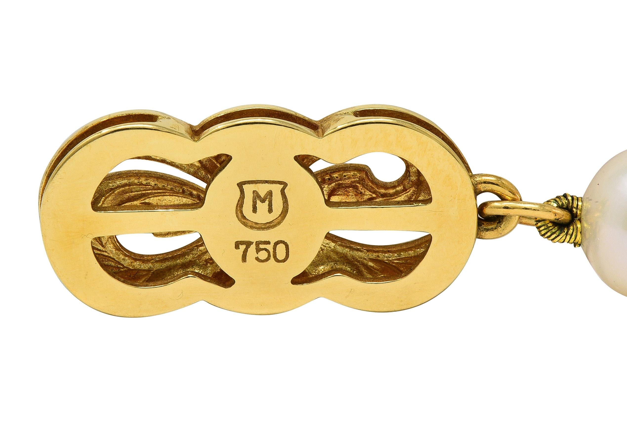 Mikimoto 1980's Akoya Pearl 18 Karat Yellow Gold Vintage Pearl Strand Necklace