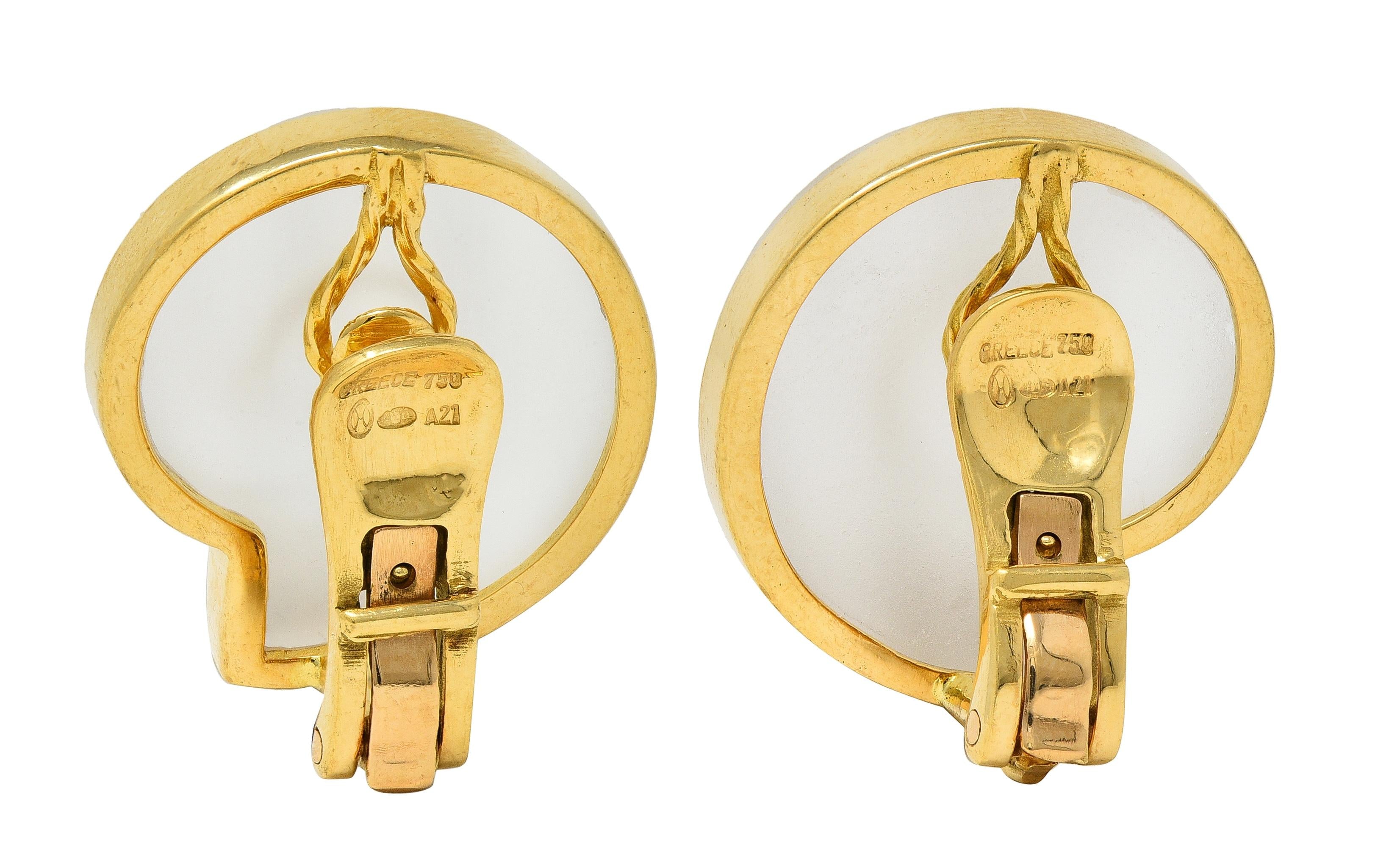 Ilias LaLaounis Crystal Quartz 18K Gold Nautilus Shell Vintage Ear-Clip Earrings