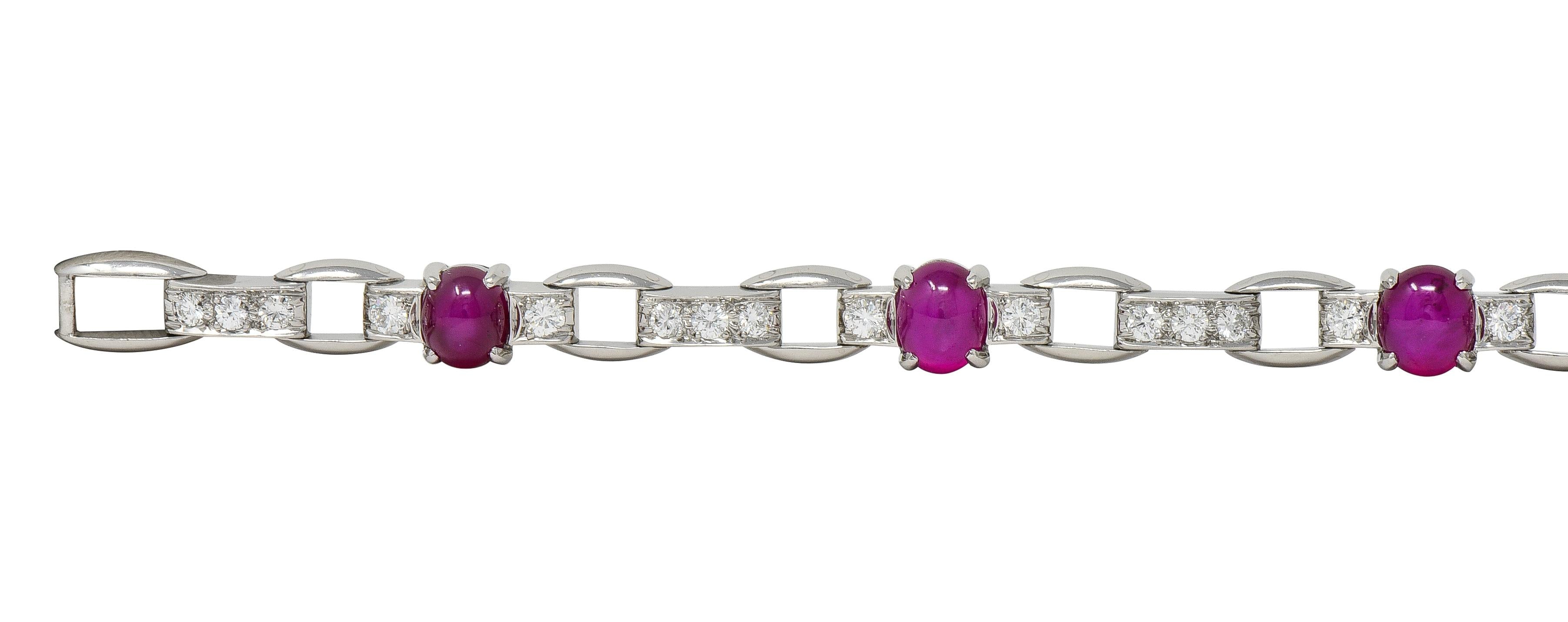 Maurice Tishman Art Deco 9.96 CTW Ruby Diamond Platinum Vintage Line Bracelet