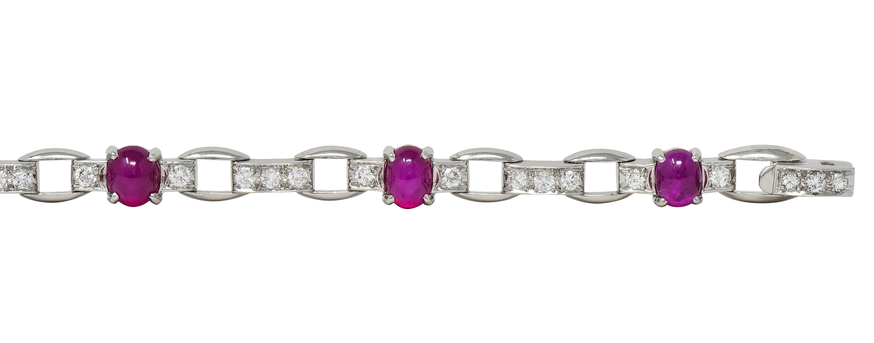 Maurice Tishman Art Deco 9.96 CTW Ruby Diamond Platinum Vintage Line Bracelet