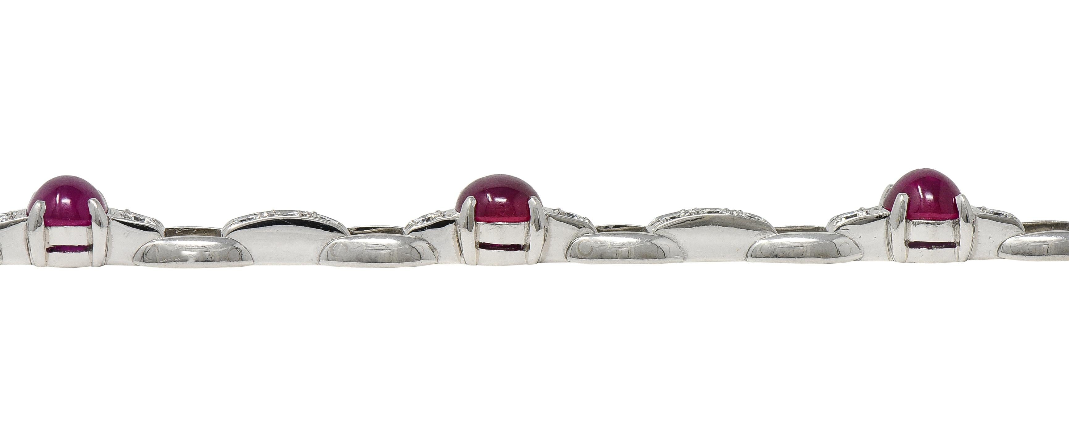 Maurice Tishman Art Deco 9.96 CTW Ruby Diamond Platinum Vintage Line Bracelet
