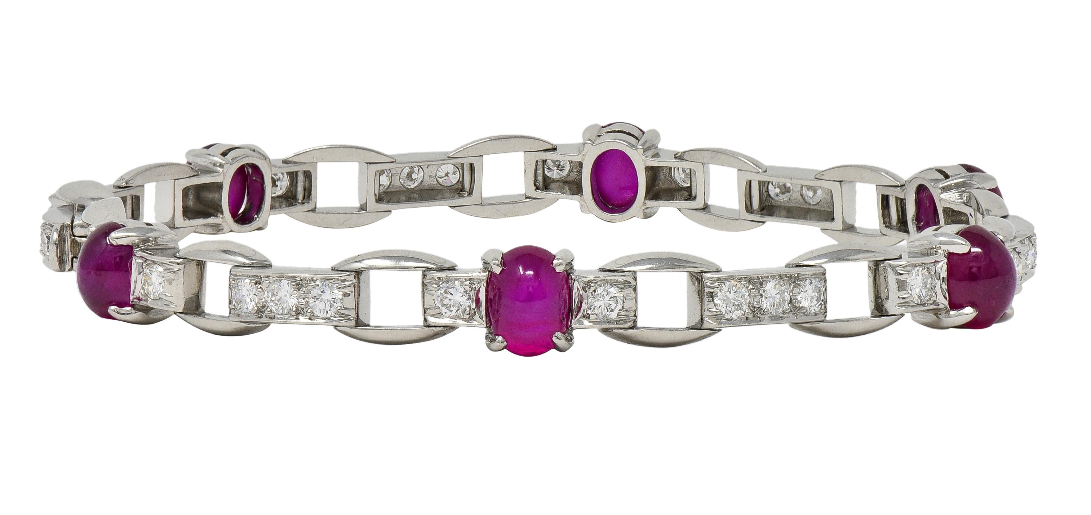 Maurice Tishman Art Deco 9.96 CTW Ruby Diamond Platinum Vintage Line Bracelet