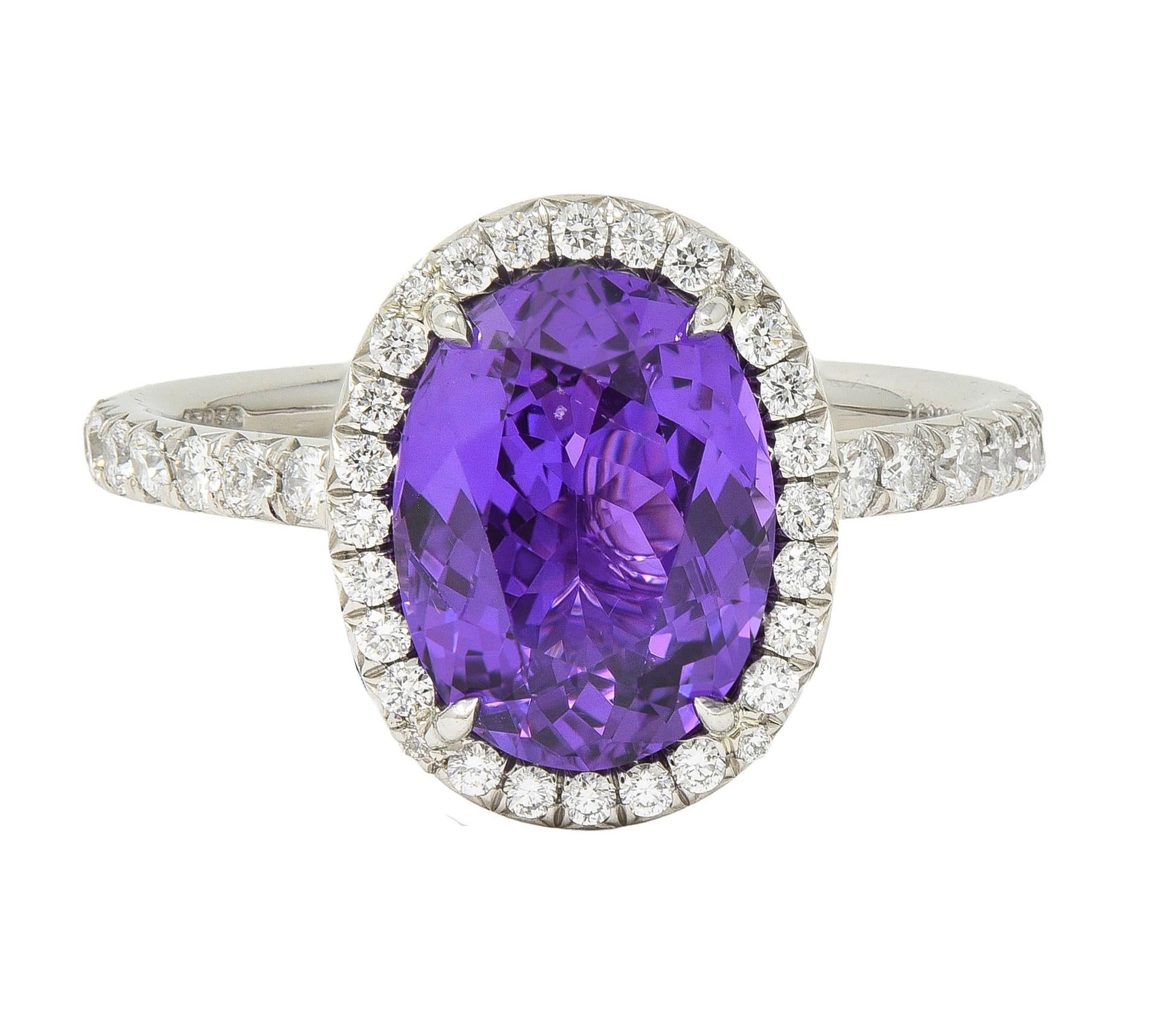 Tiffany & Co. 3.78 CTW No Heat Ceylon Purple Sapphire Diamond Platinum Ring GIA