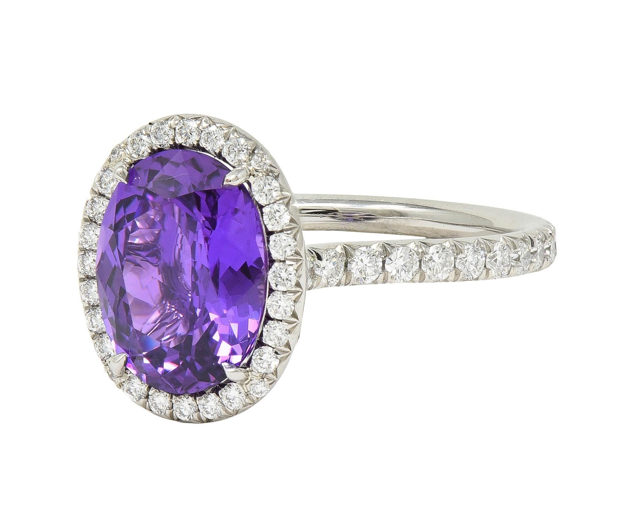 Tiffany & Co. 3.78 CTW No Heat Ceylon Purple Sapphire Diamond Platinum Ring GIA