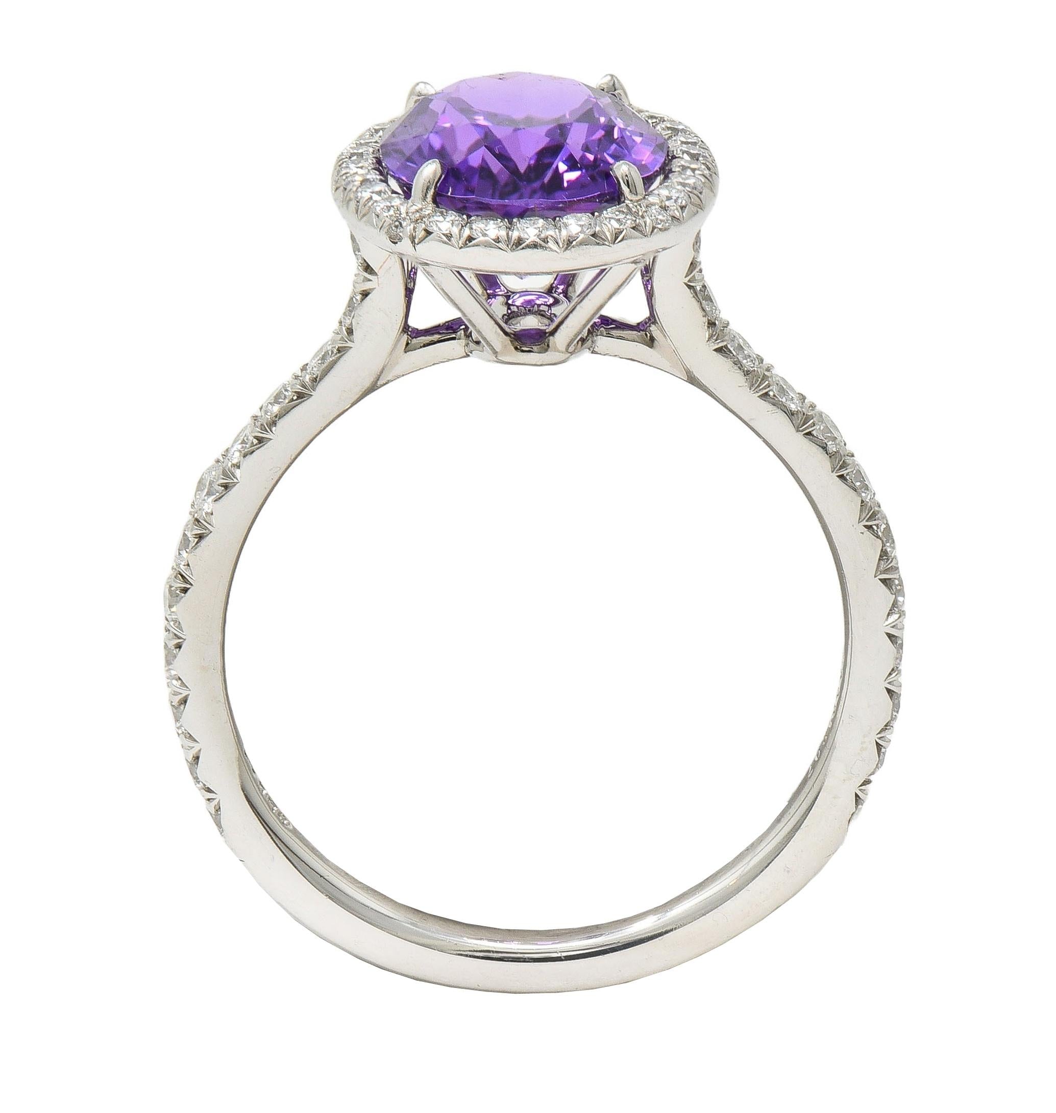 Tiffany & Co. 3.78 CTW No Heat Ceylon Purple Sapphire Diamond Platinum Ring GIA