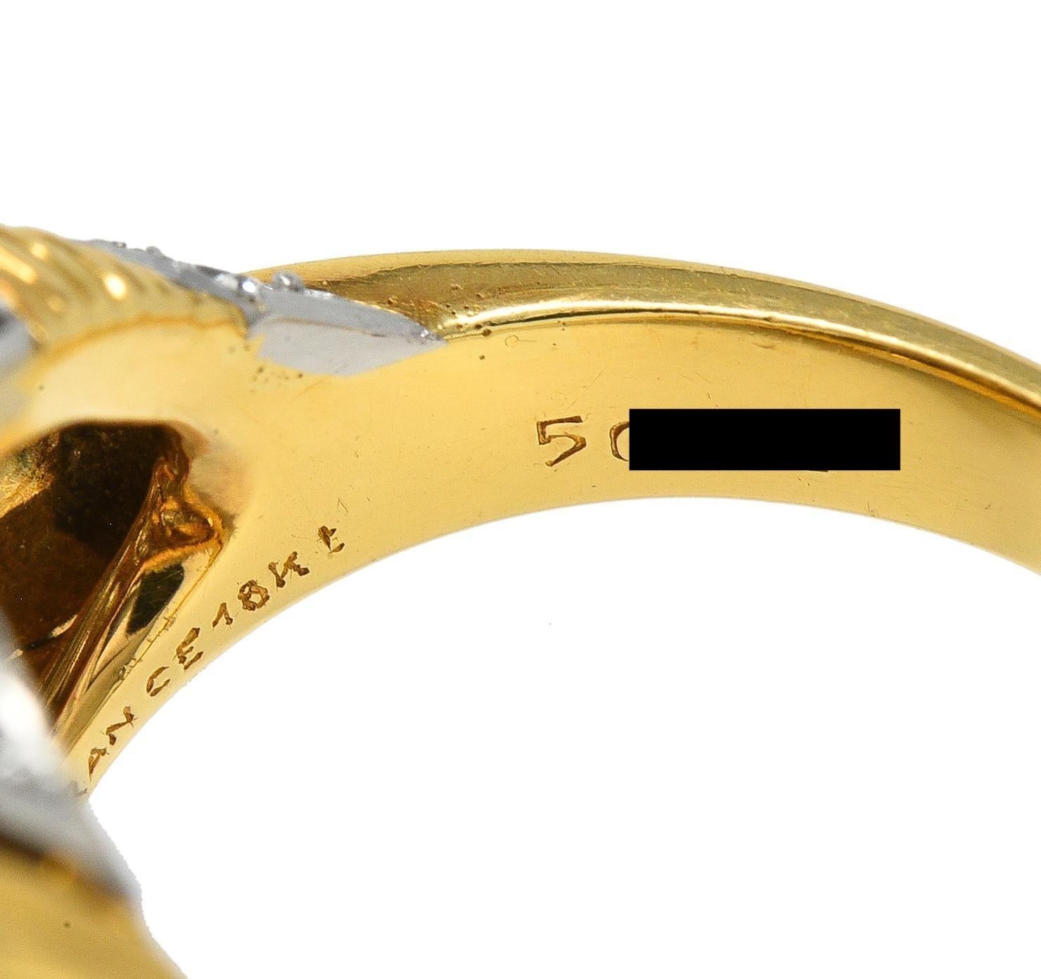 Cartier French 1950's 2.55 CTW Diamond Platinum 18K Gold Vintage Woven Dome Ring