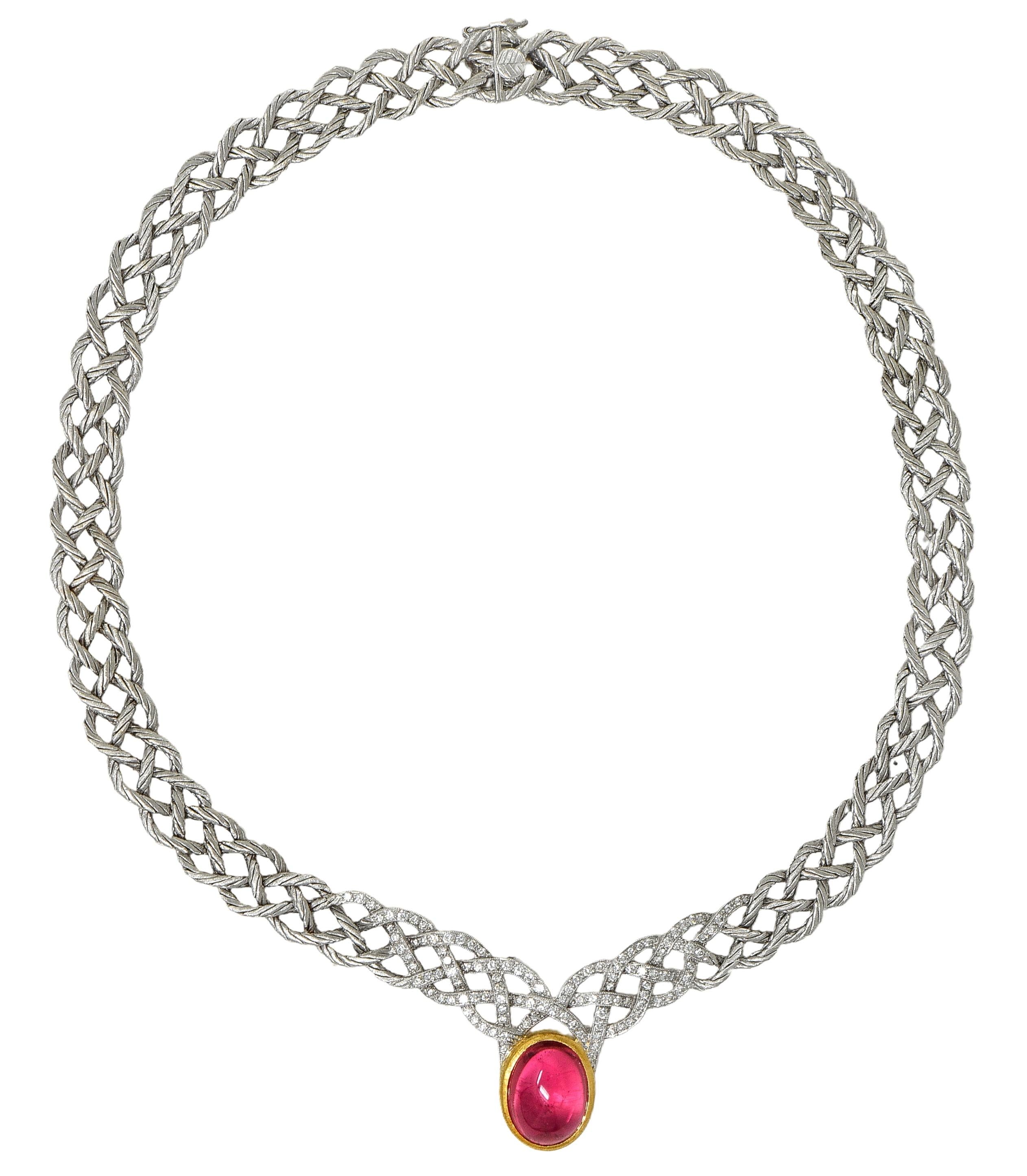 Buccellati Vintage Tourmaline Diamond 18 Karat Gold Étoilée Collar Necklace
