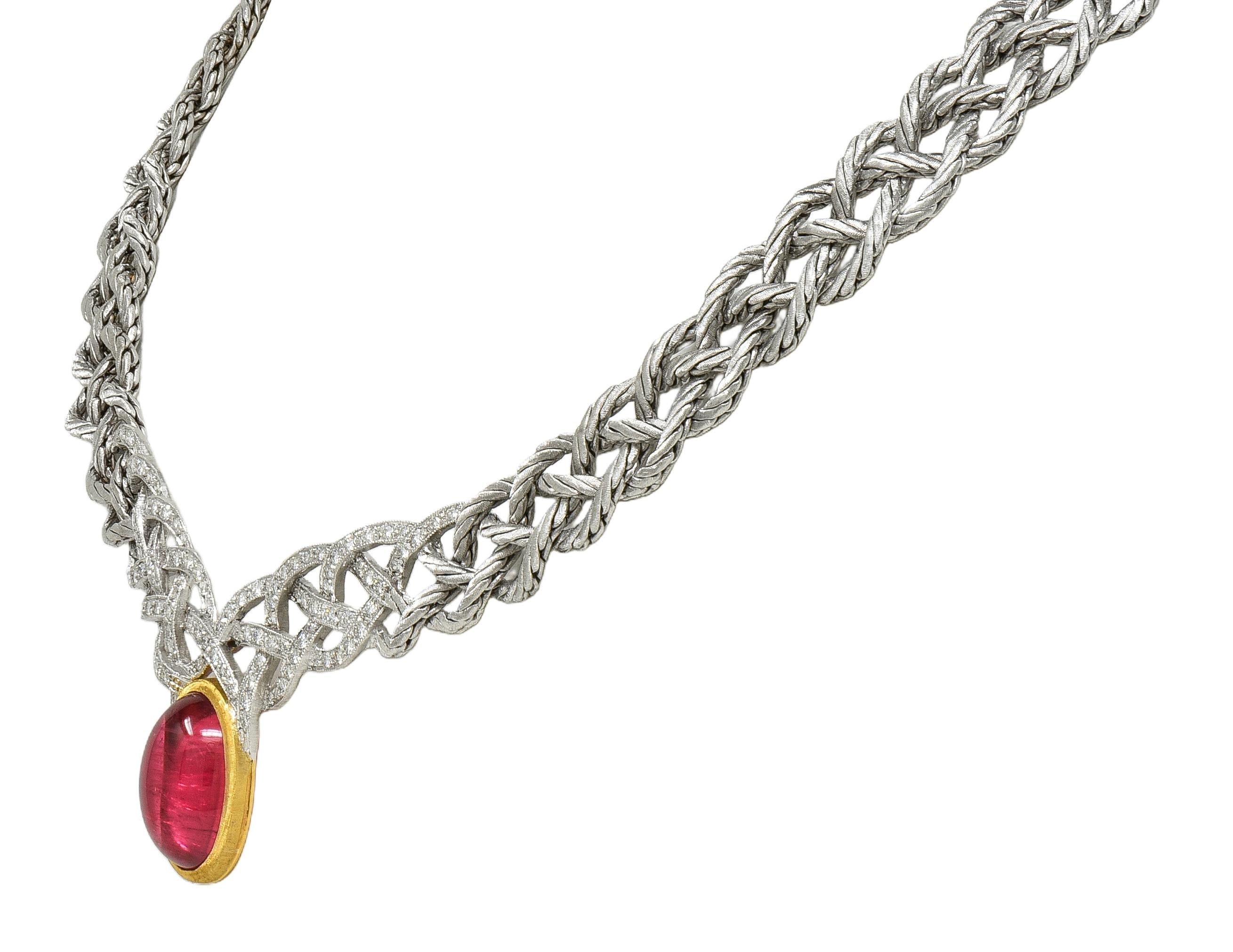 Buccellati Vintage Tourmaline Diamond 18 Karat Gold Étoilée Collar Necklace