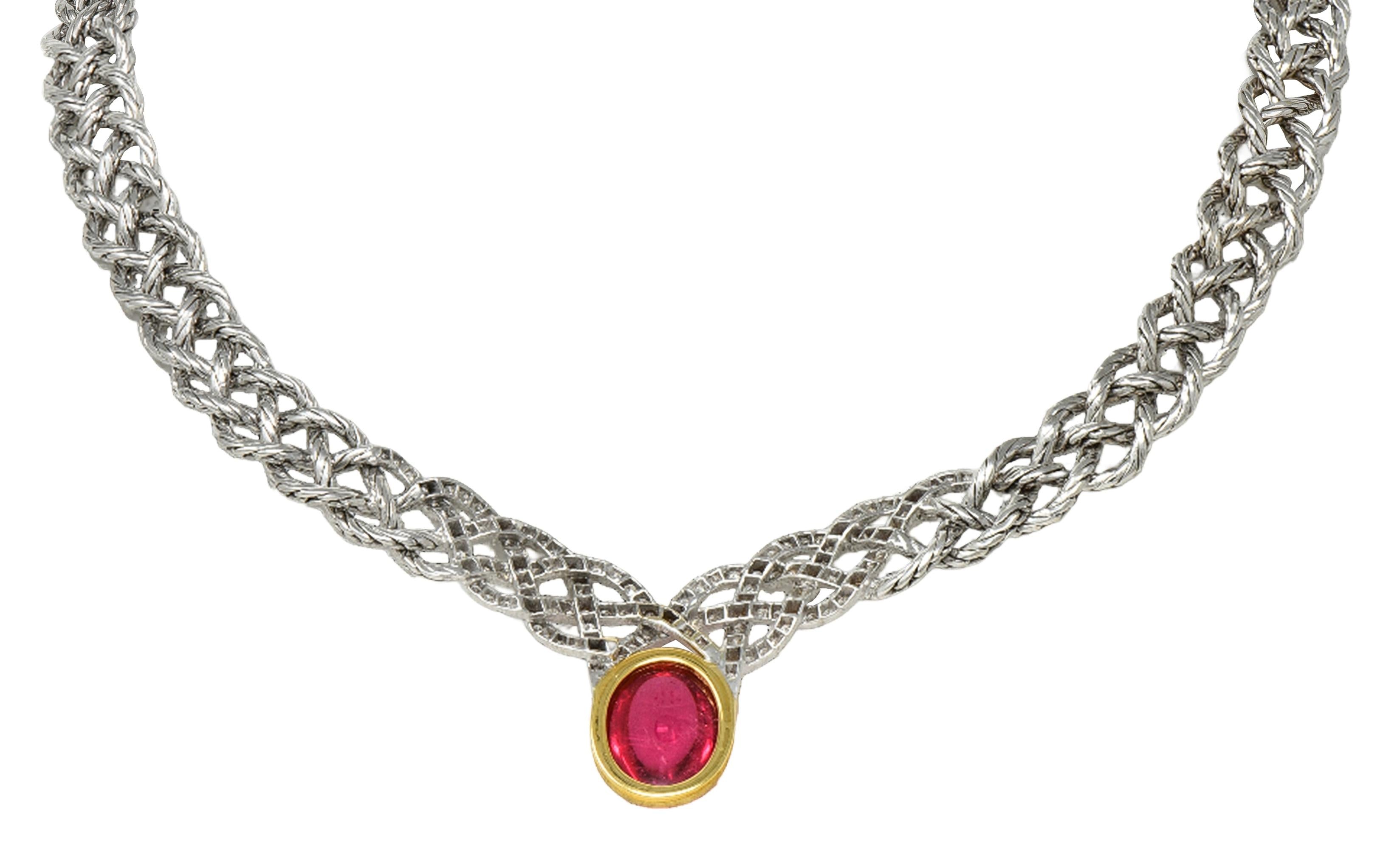 Buccellati Vintage Tourmaline Diamond 18 Karat Gold Étoilée Collar Necklace