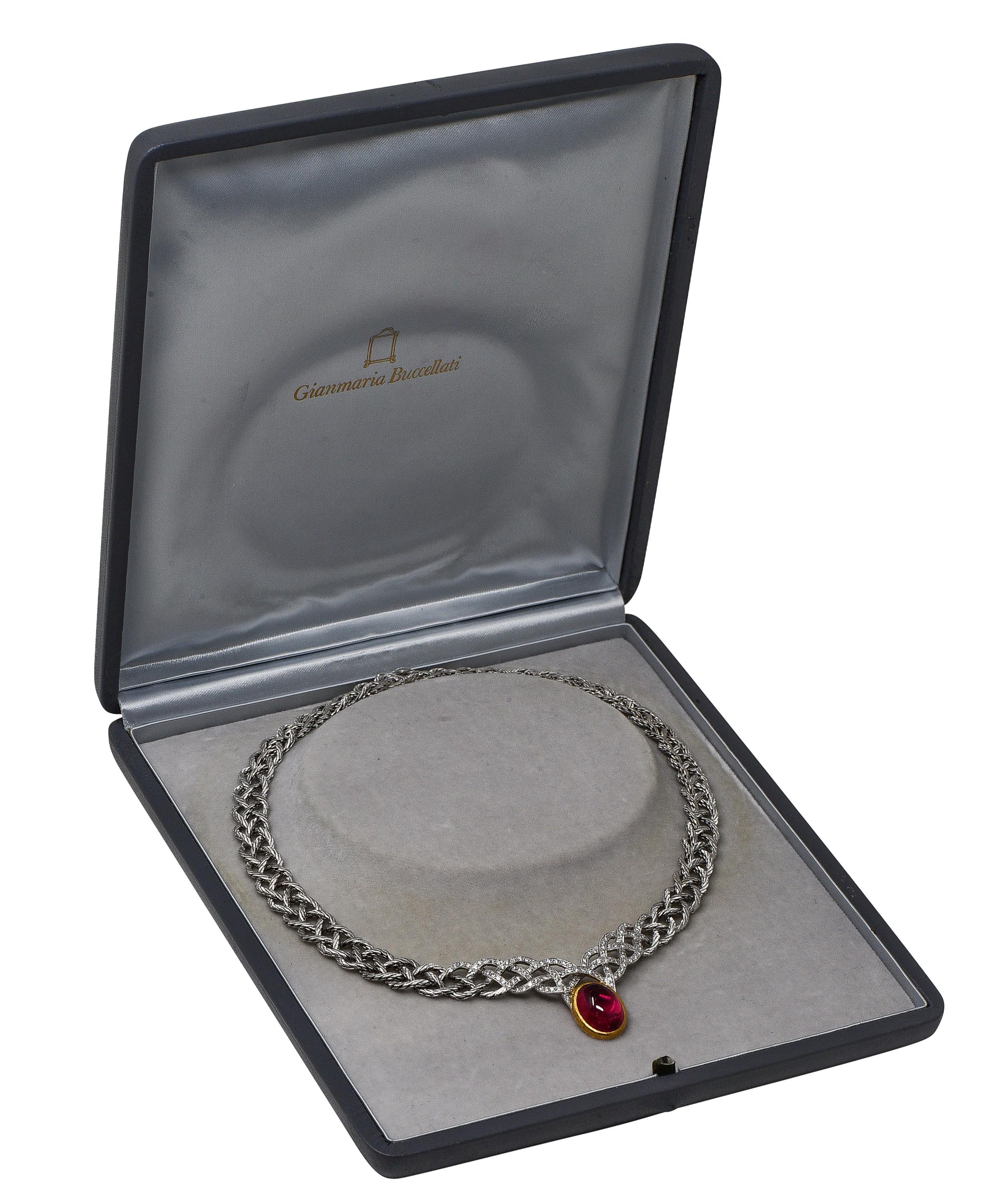 Buccellati Vintage Tourmaline Diamond 18 Karat Gold Étoilée Collar Necklace