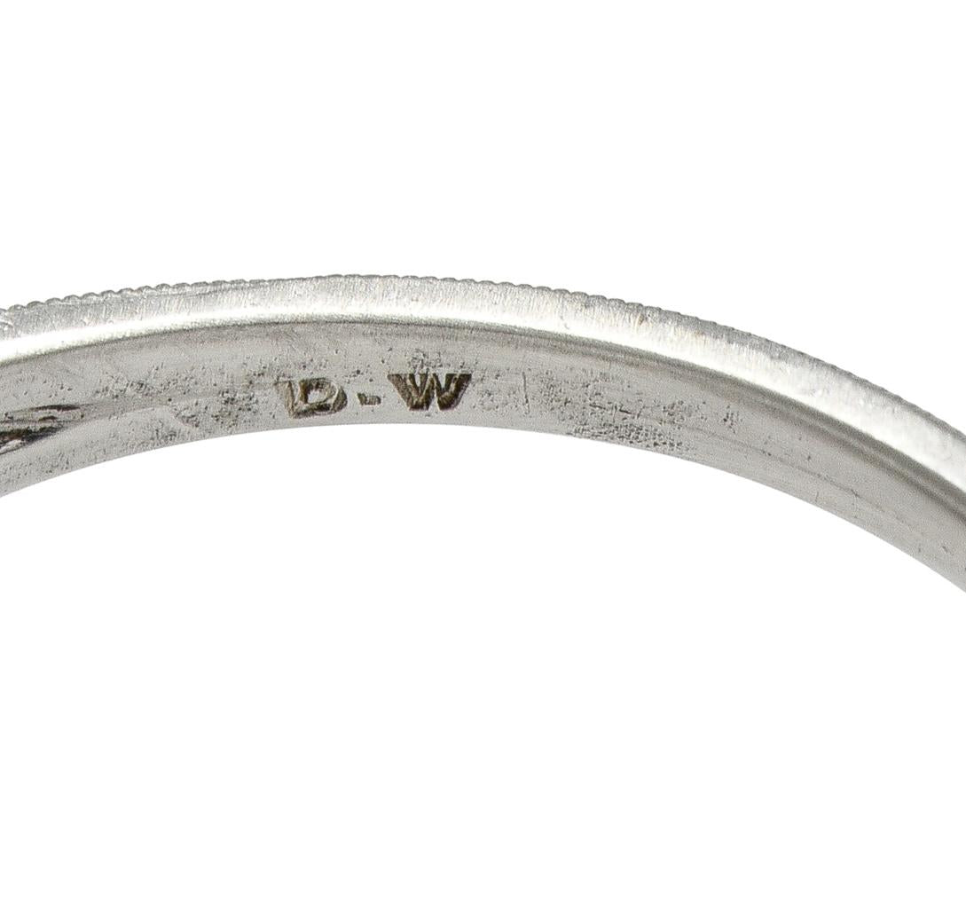 Art Deco 1.71 CTW Old Mine Cut Diamond Platinum Ribbon Vintage Engagement Ring