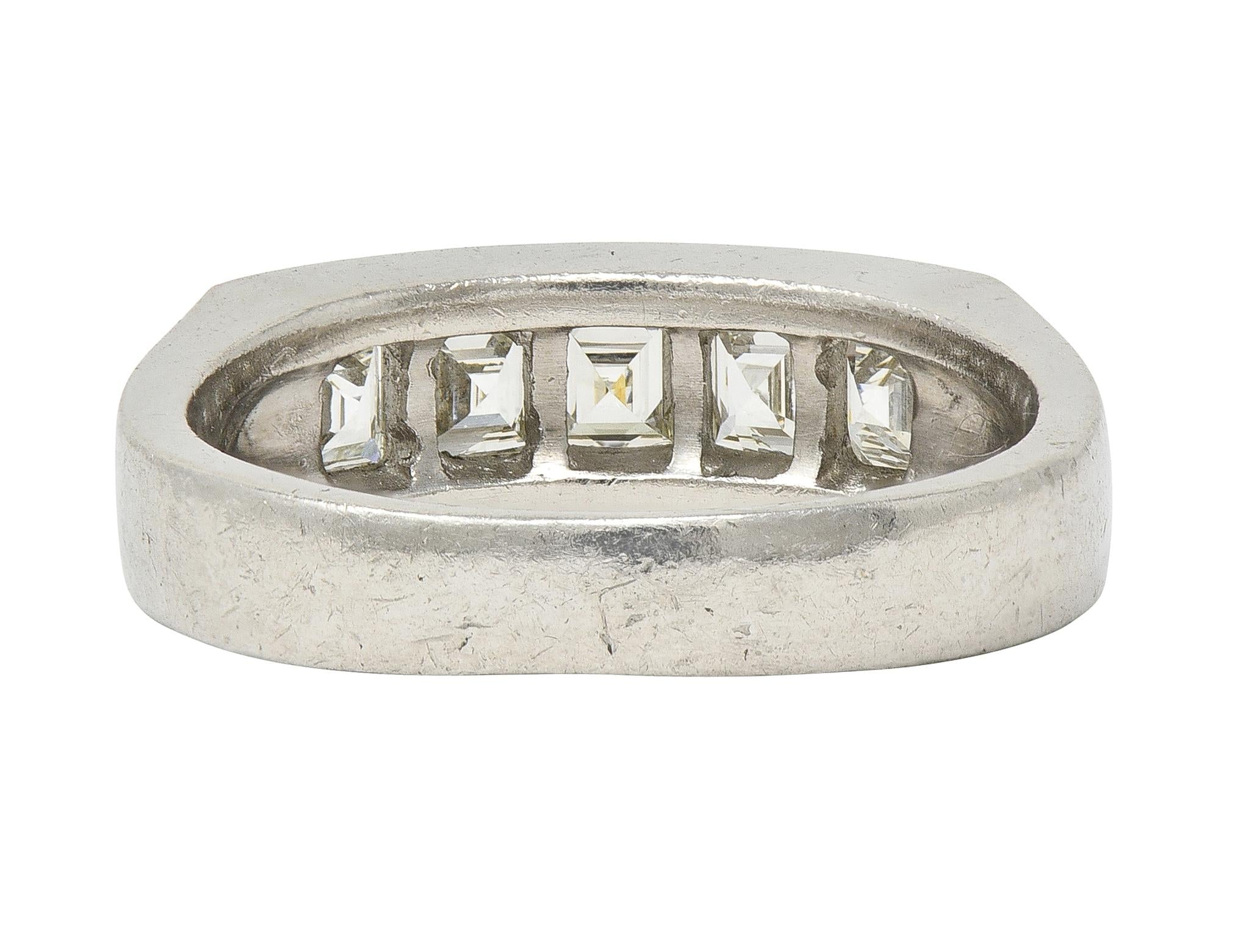 Contemporary 1.02 CTW Step Cut Diamond Platinum Channel Band Ring