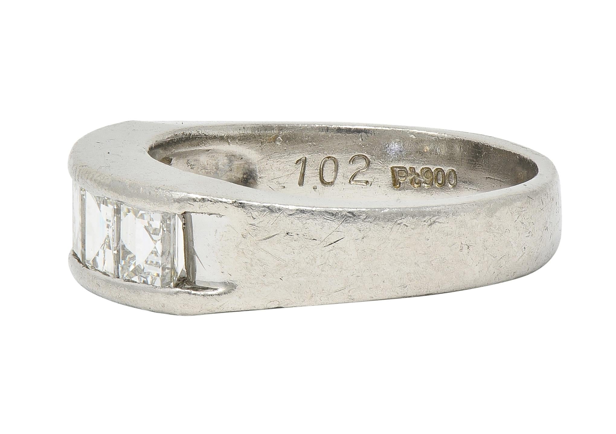 Contemporary 1.02 CTW Step Cut Diamond Platinum Channel Band Ring