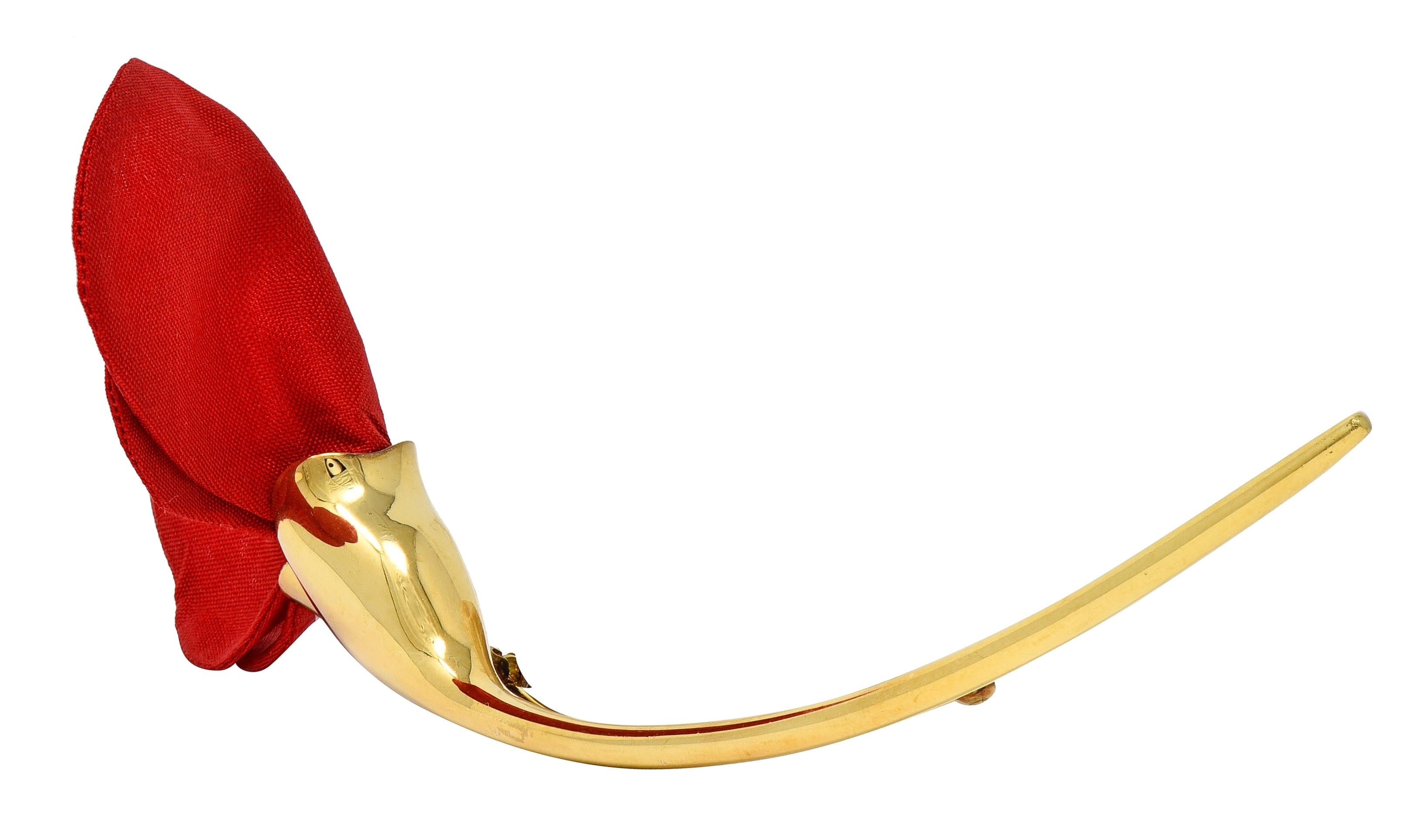 Elsa Peretti Tiffany & Co. 1980's Silk 18K Gold Vintage Amapola Flower Brooch