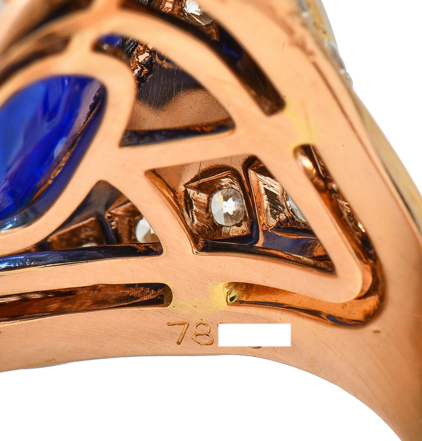 Bulgari No Heat Ceylon Sapphire Diamond Mother-Of-Pearl 18K Rose Gold Ring
