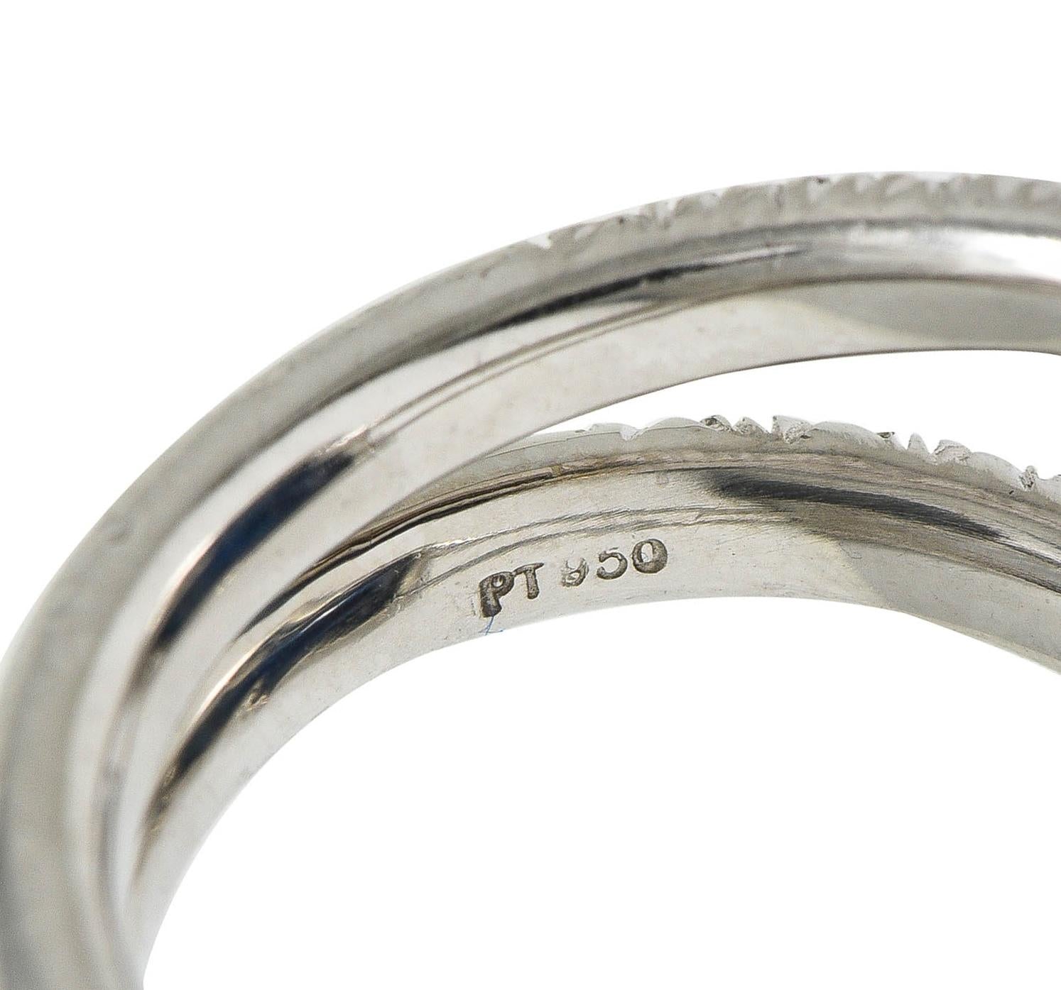 Contemporary 11.50 CTW No Heat Sapphire Diamond Platinum Halo Ring AGL